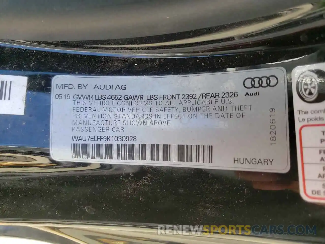 10 Photograph of a damaged car WAU7ELFF9K1030928 AUDI A3 2019