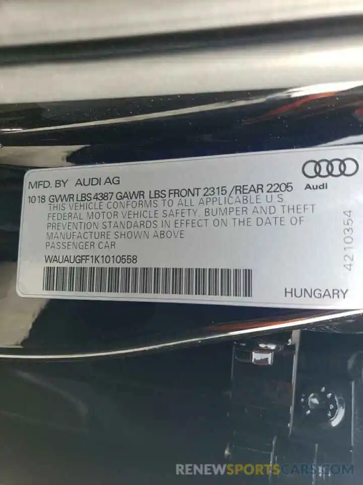 12 Photograph of a damaged car WAUAUGFF1K1010558 AUDI A3 2019