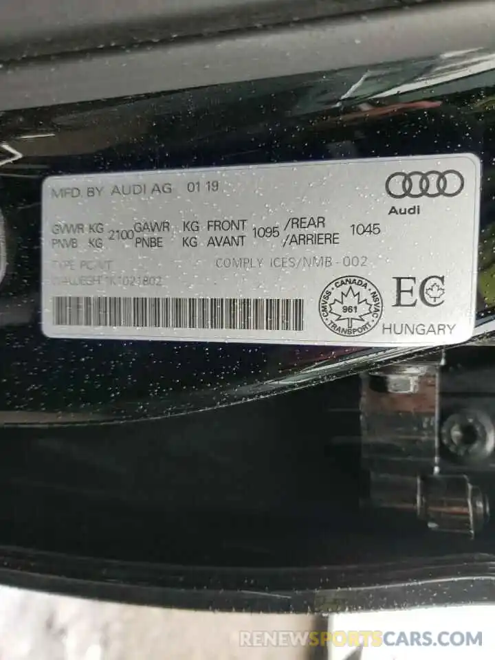 10 Photograph of a damaged car WAUJEGFF1K1021802 AUDI A3 2019