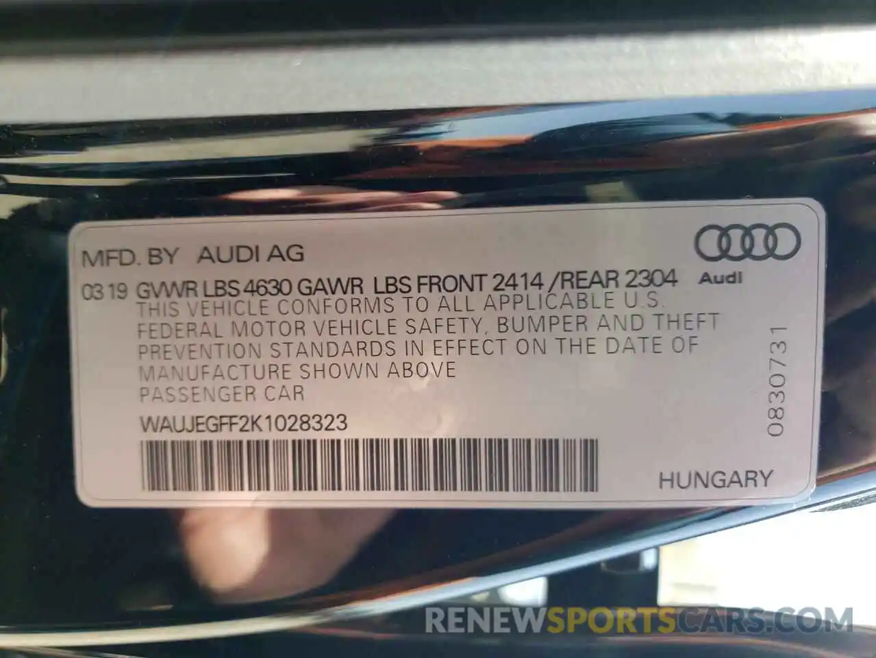 10 Photograph of a damaged car WAUJEGFF2K1028323 AUDI A3 2019