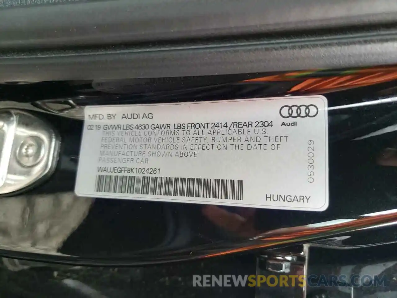 10 Photograph of a damaged car WAUJEGFF8K1024261 AUDI A3 2019