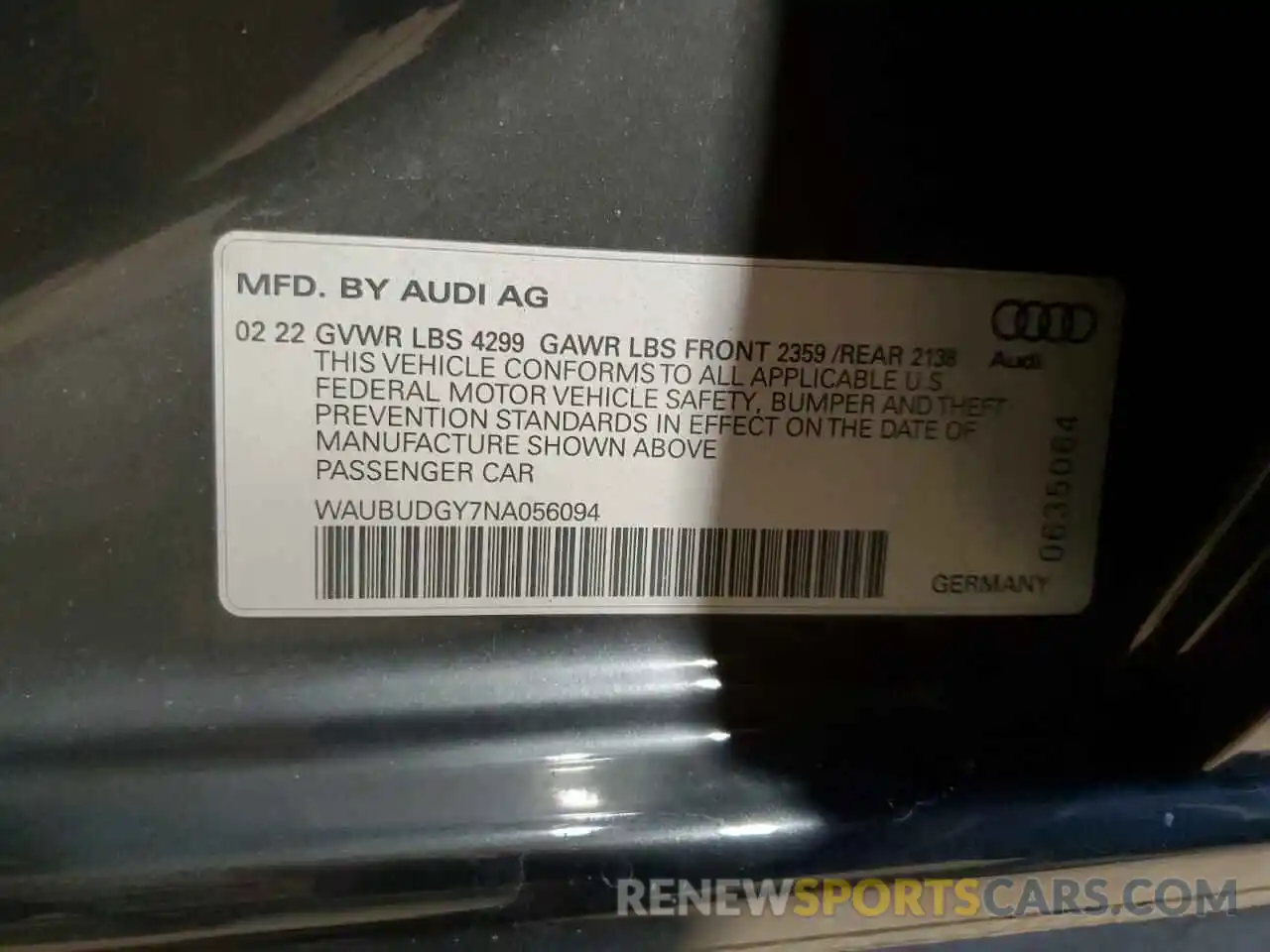 12 Фотография поврежденного автомобиля WAUBUDGY7NA056094 AUDI A3 2022