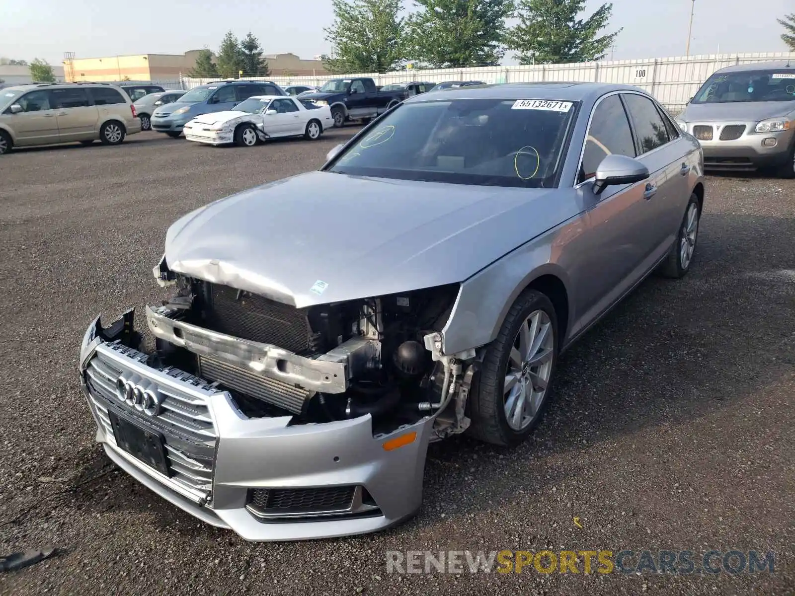 2 Photograph of a damaged car WAUANAF47KA054587 AUDI A4 2019