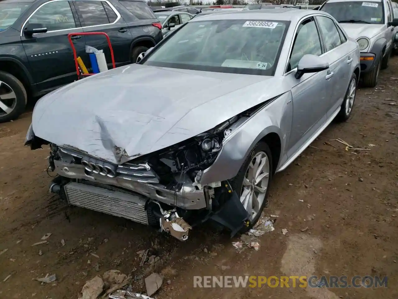 2 Photograph of a damaged car WAUDNAF43KN019065 AUDI A4 2019