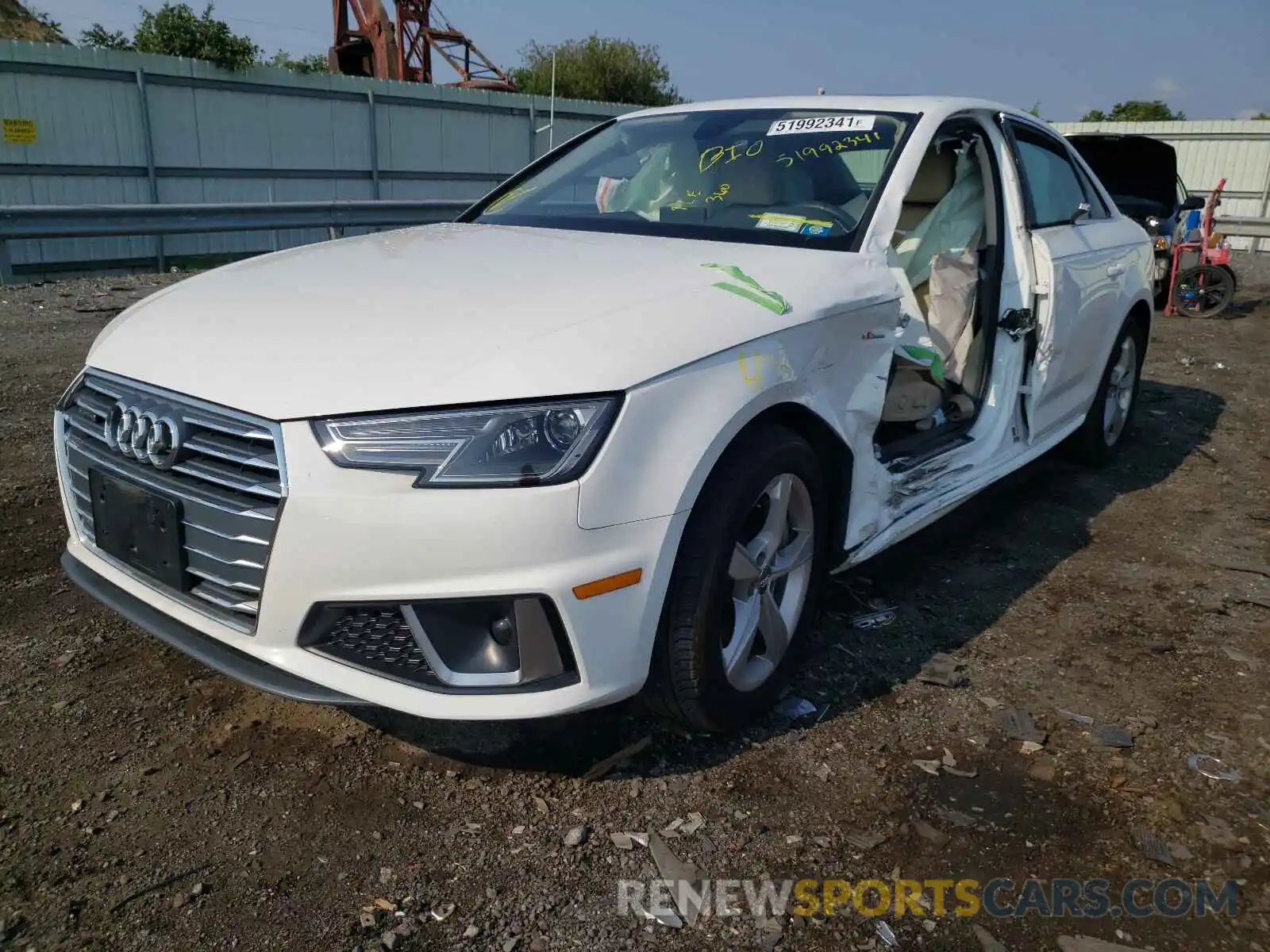 2 Photograph of a damaged car WAUDNAF45KN019391 AUDI A4 2019