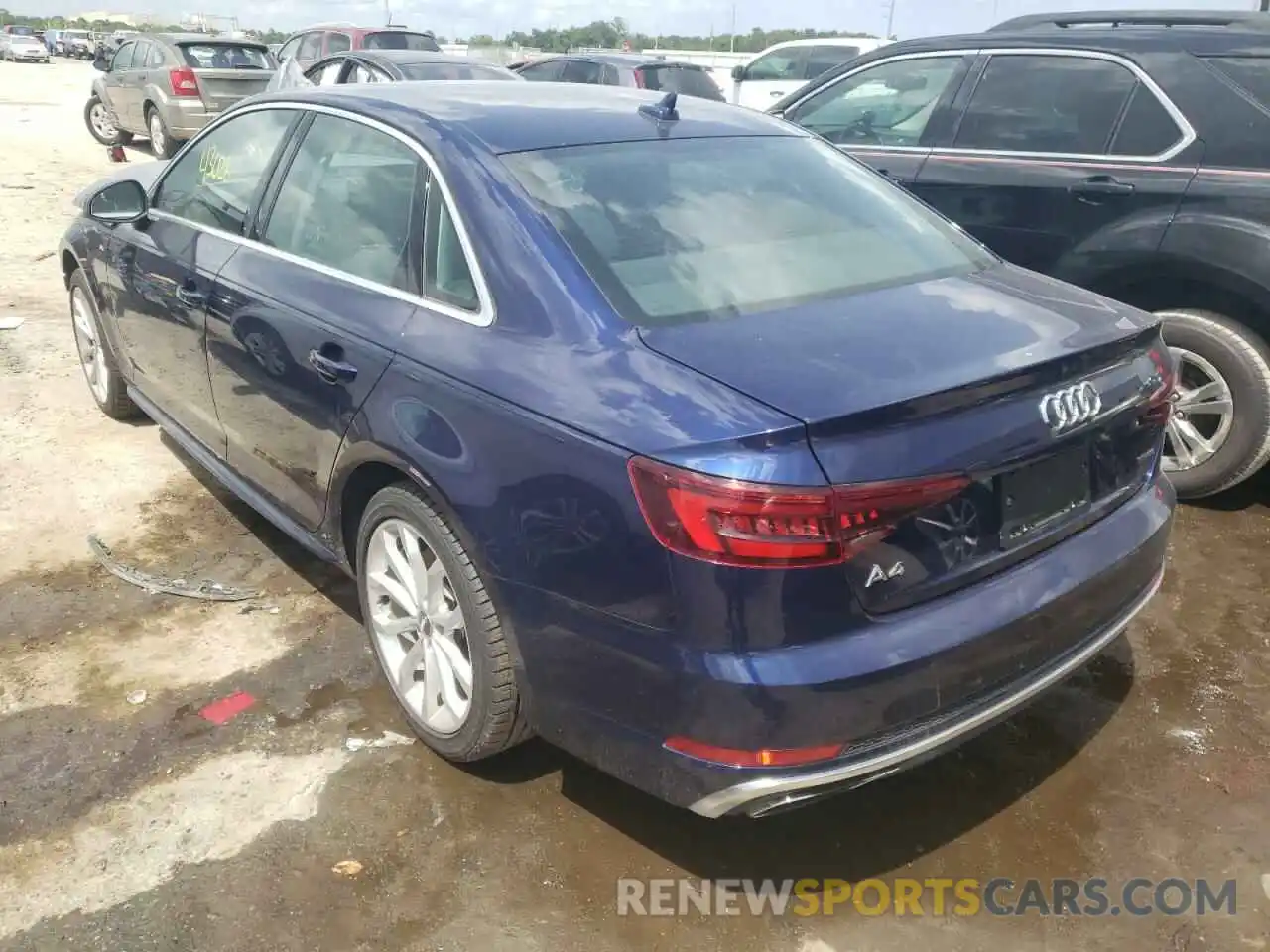 3 Фотография поврежденного автомобиля WAUDNAF48KA024978 AUDI A4 2019