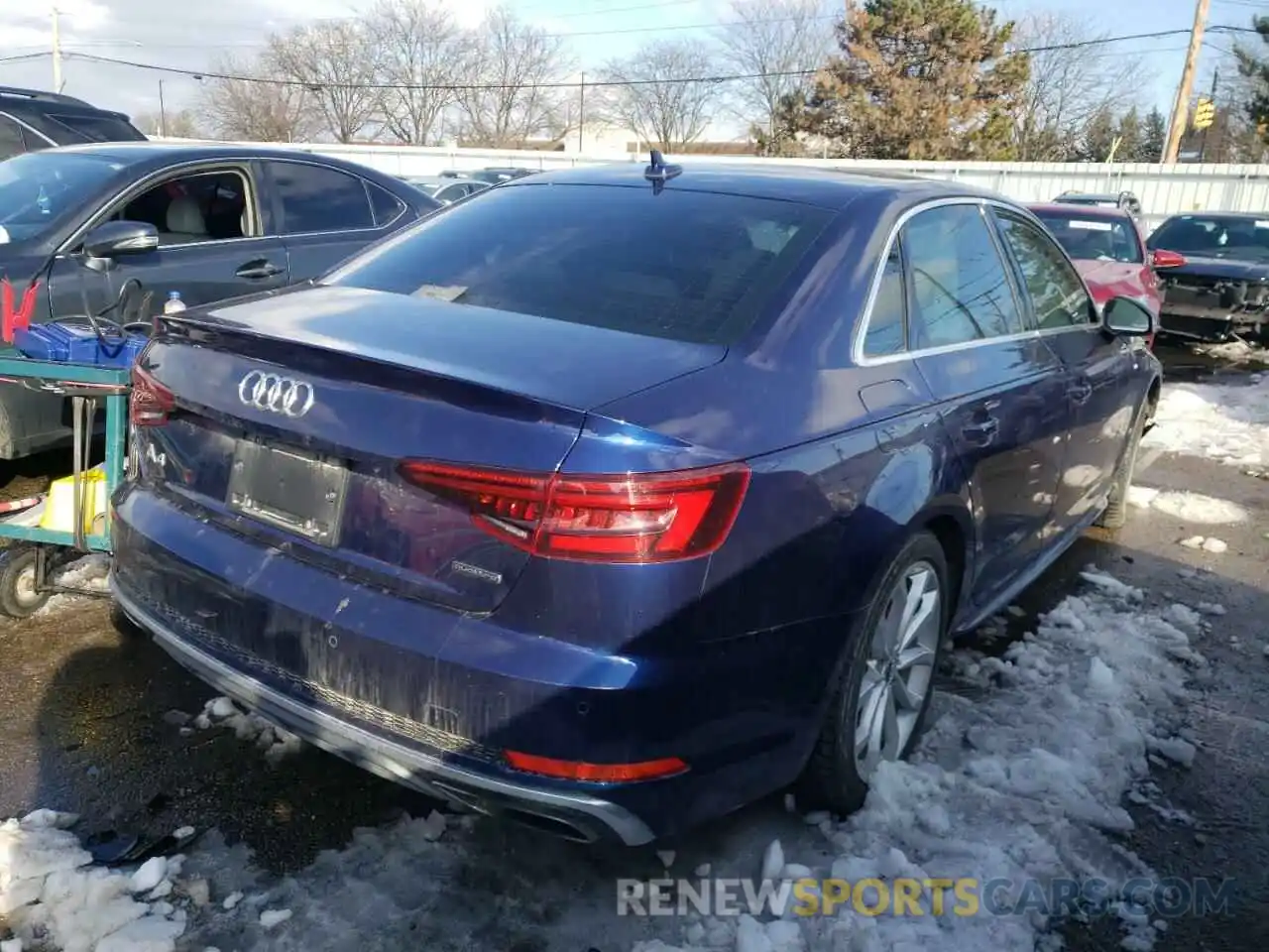 4 Фотография поврежденного автомобиля WAUENAF49KA017753 AUDI A4 2019