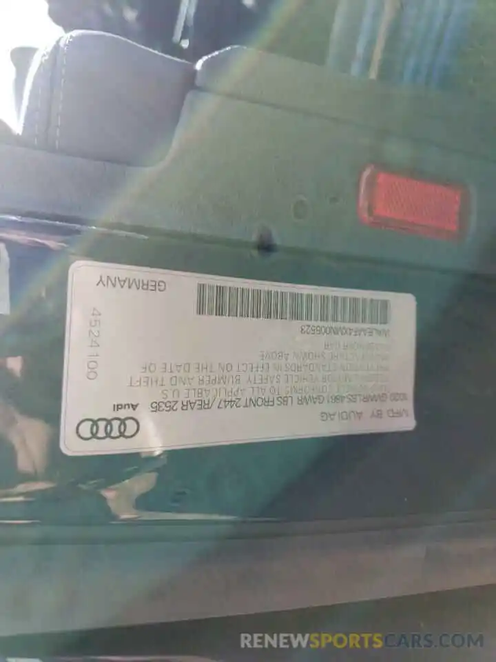 10 Фотография поврежденного автомобиля WAUEAAF4XMN005523 AUDI A4 2021