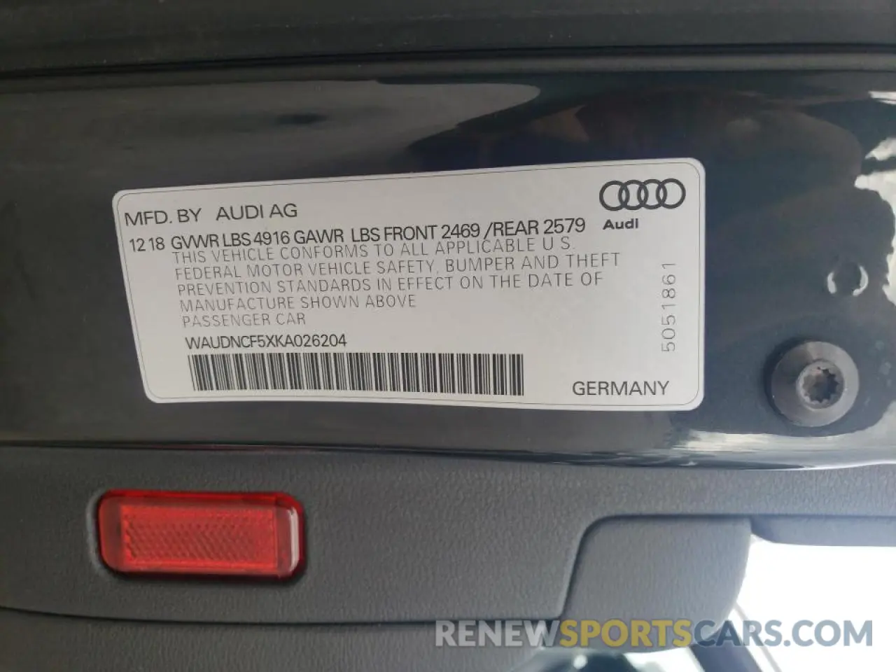 10 Фотография поврежденного автомобиля WAUDNCF5XKA026204 AUDI A5 2019