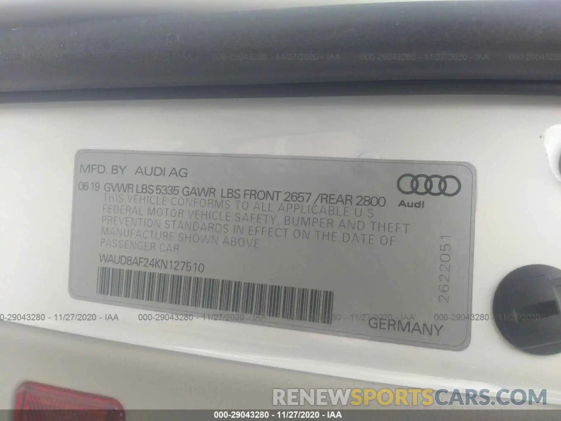 9 Фотография поврежденного автомобиля WAUD8AF24KN127510 AUDI A6 2019