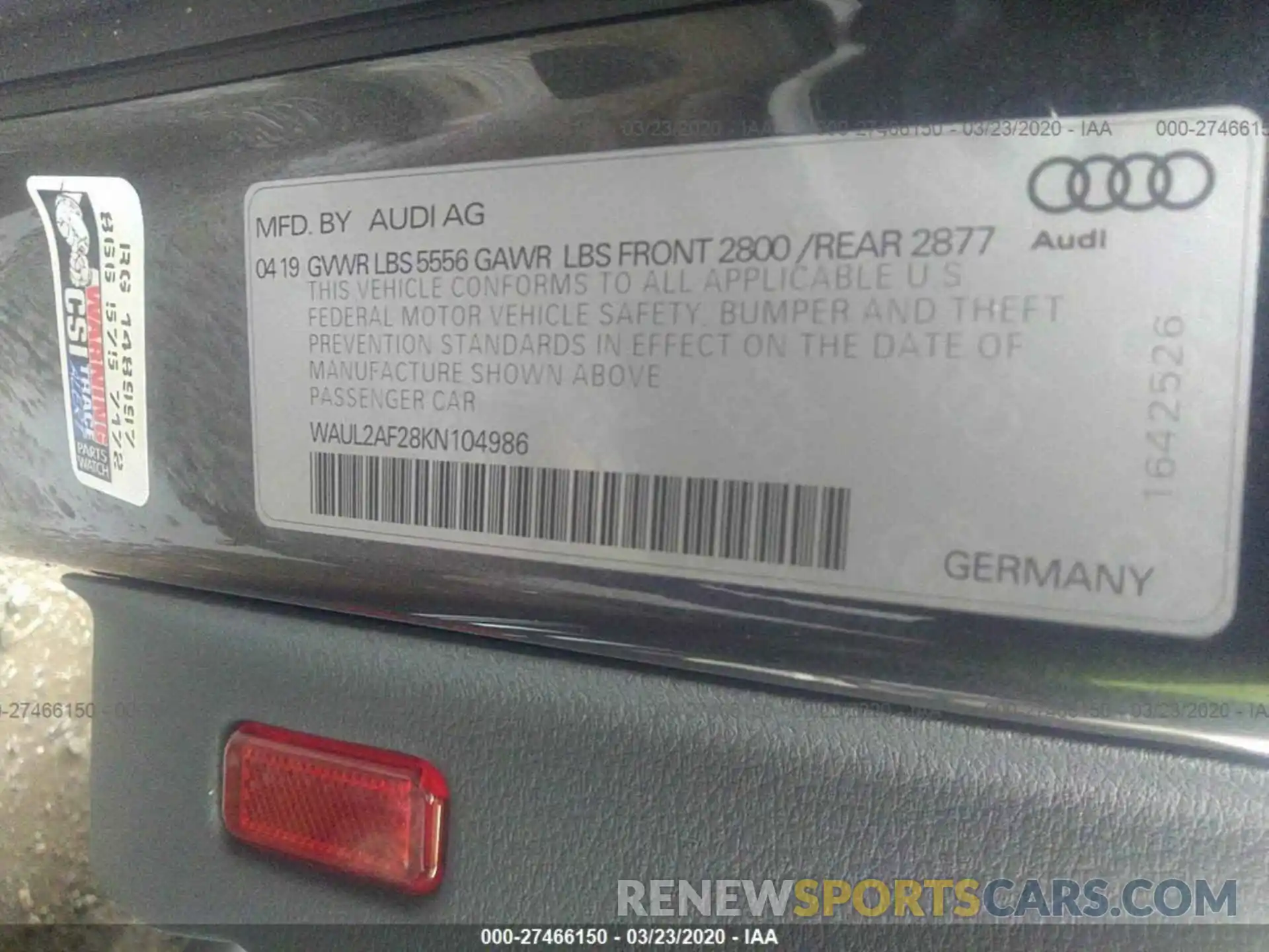 9 Фотография поврежденного автомобиля WAUL2AF28KN104986 AUDI A6 2019