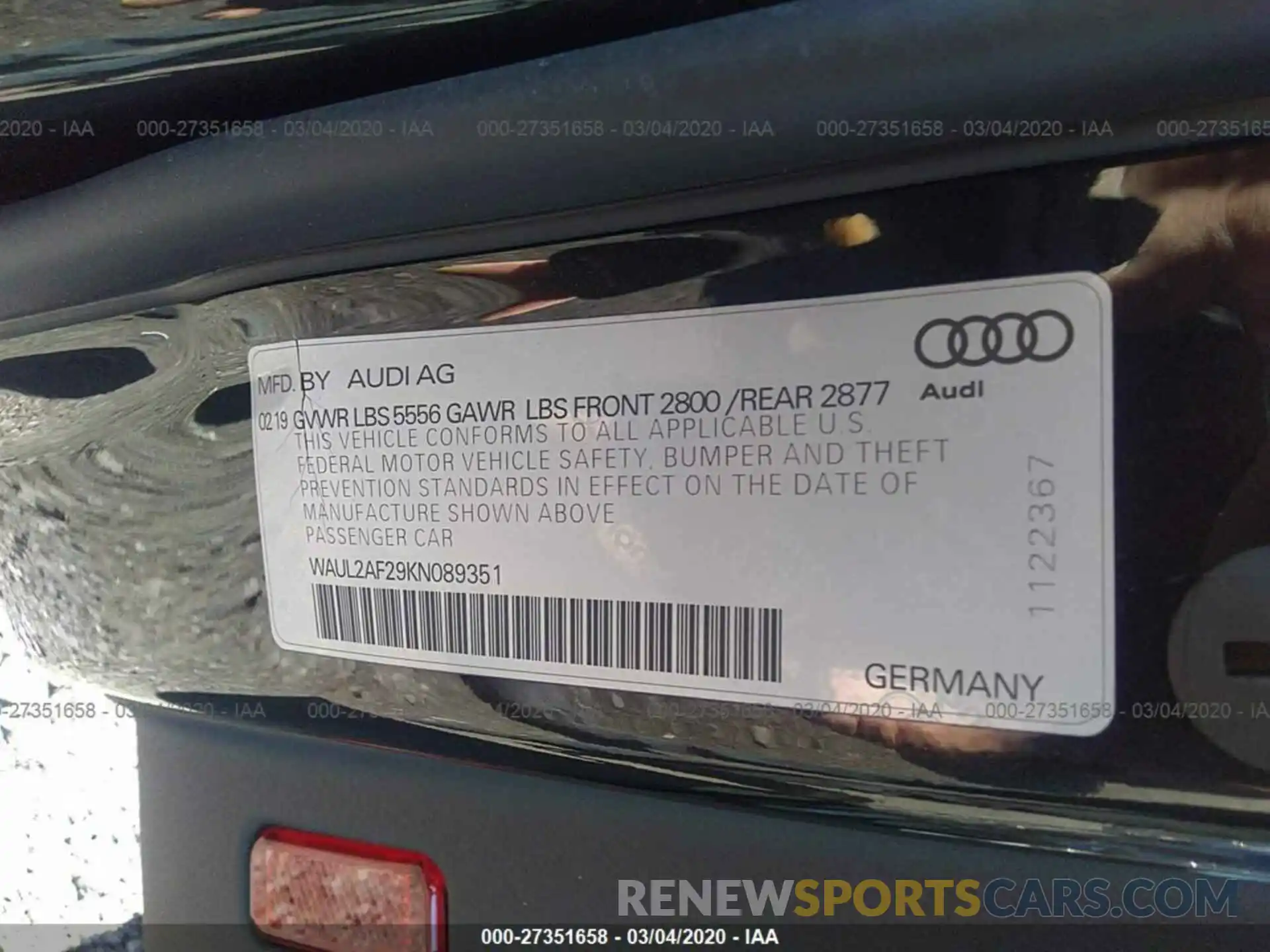 9 Фотография поврежденного автомобиля WAUL2AF29KN089351 AUDI A6 2019