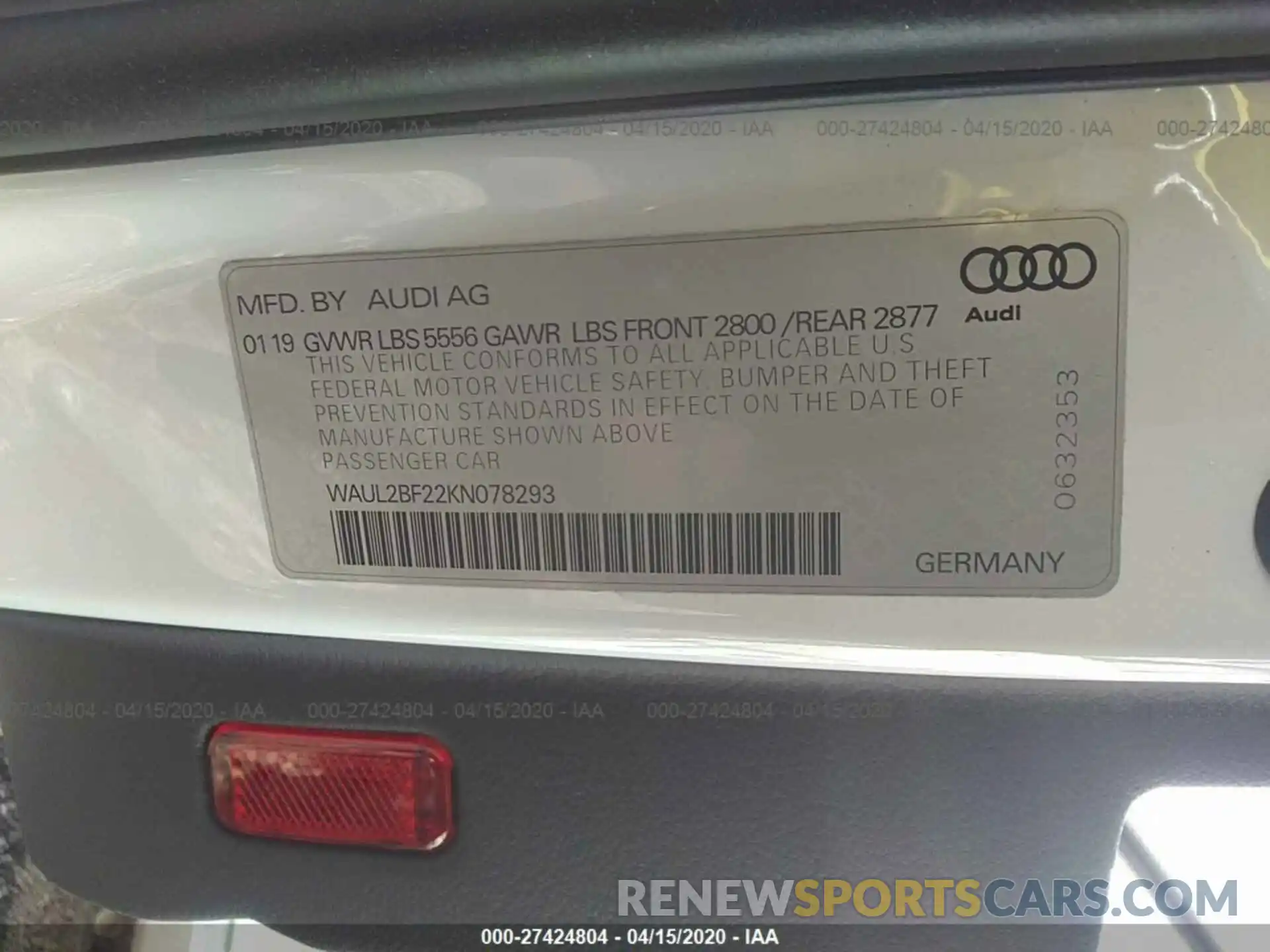 9 Фотография поврежденного автомобиля WAUL2BF22KN078293 AUDI A6 2019