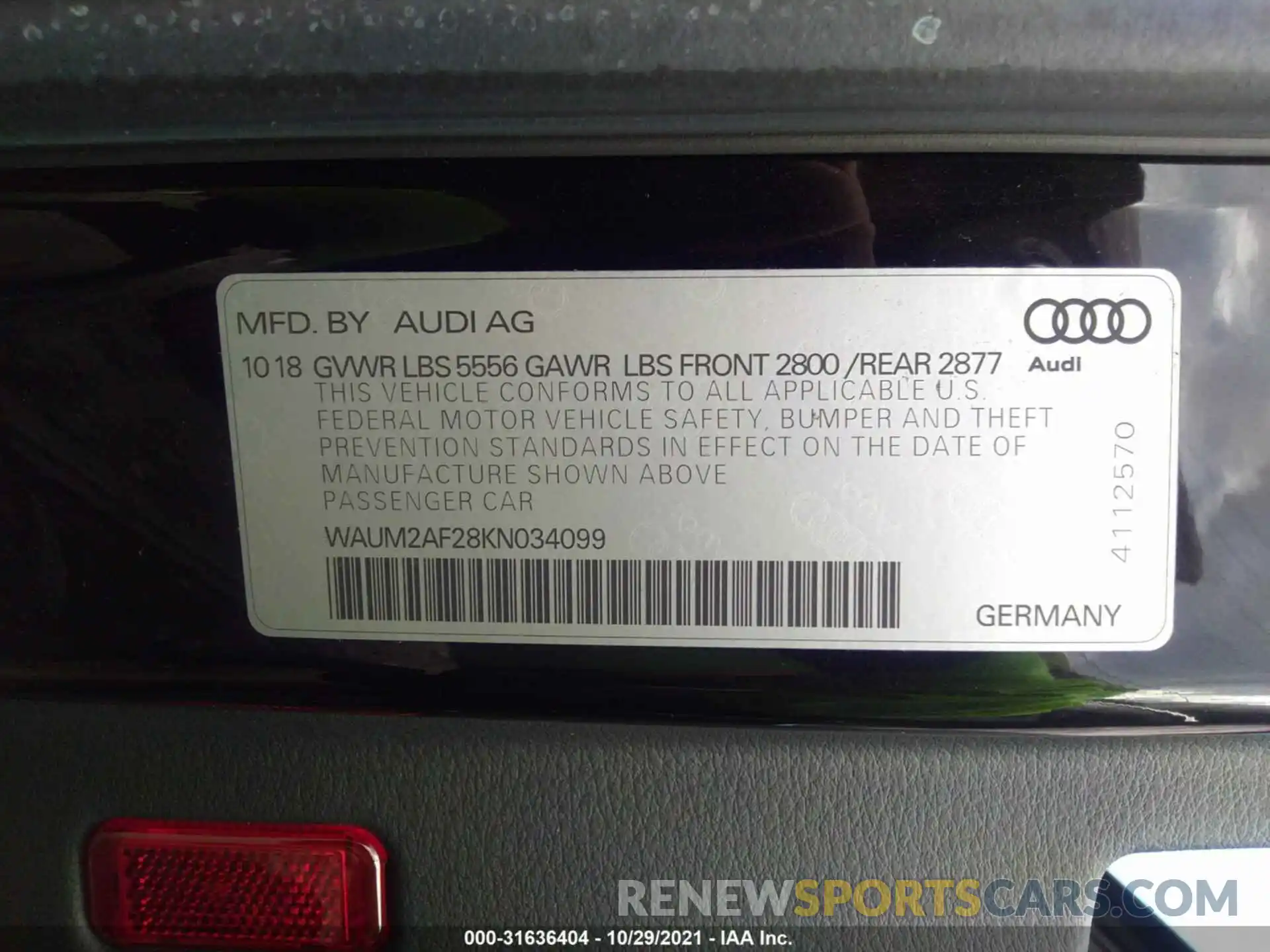 9 Photograph of a damaged car WAUM2AF28KN034099 AUDI A6 2019