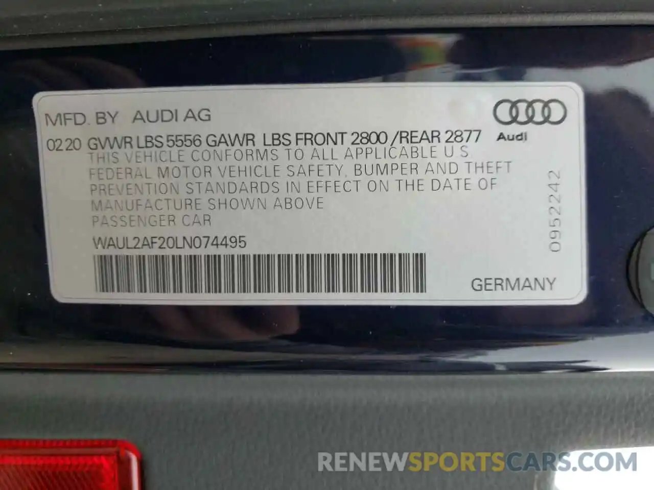 10 Фотография поврежденного автомобиля WAUL2AF20LN074495 AUDI A6 2020