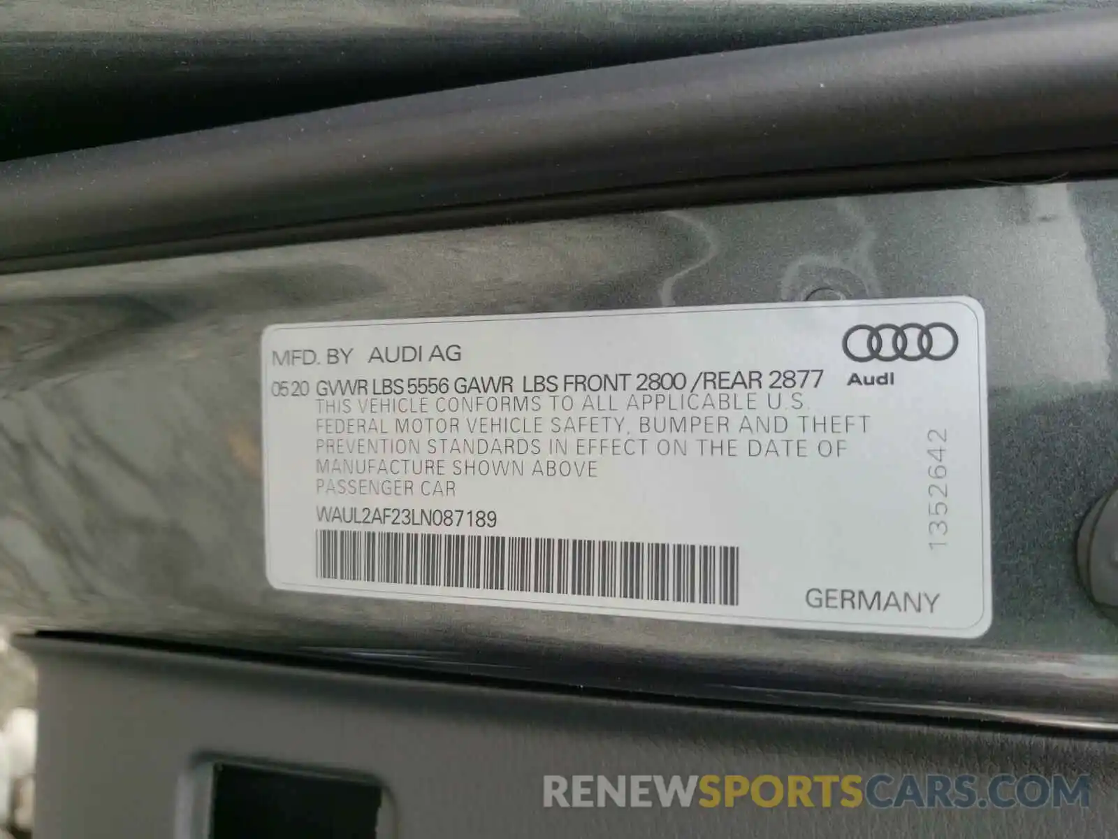 10 Фотография поврежденного автомобиля WAUL2AF23LN087189 AUDI A6 2020