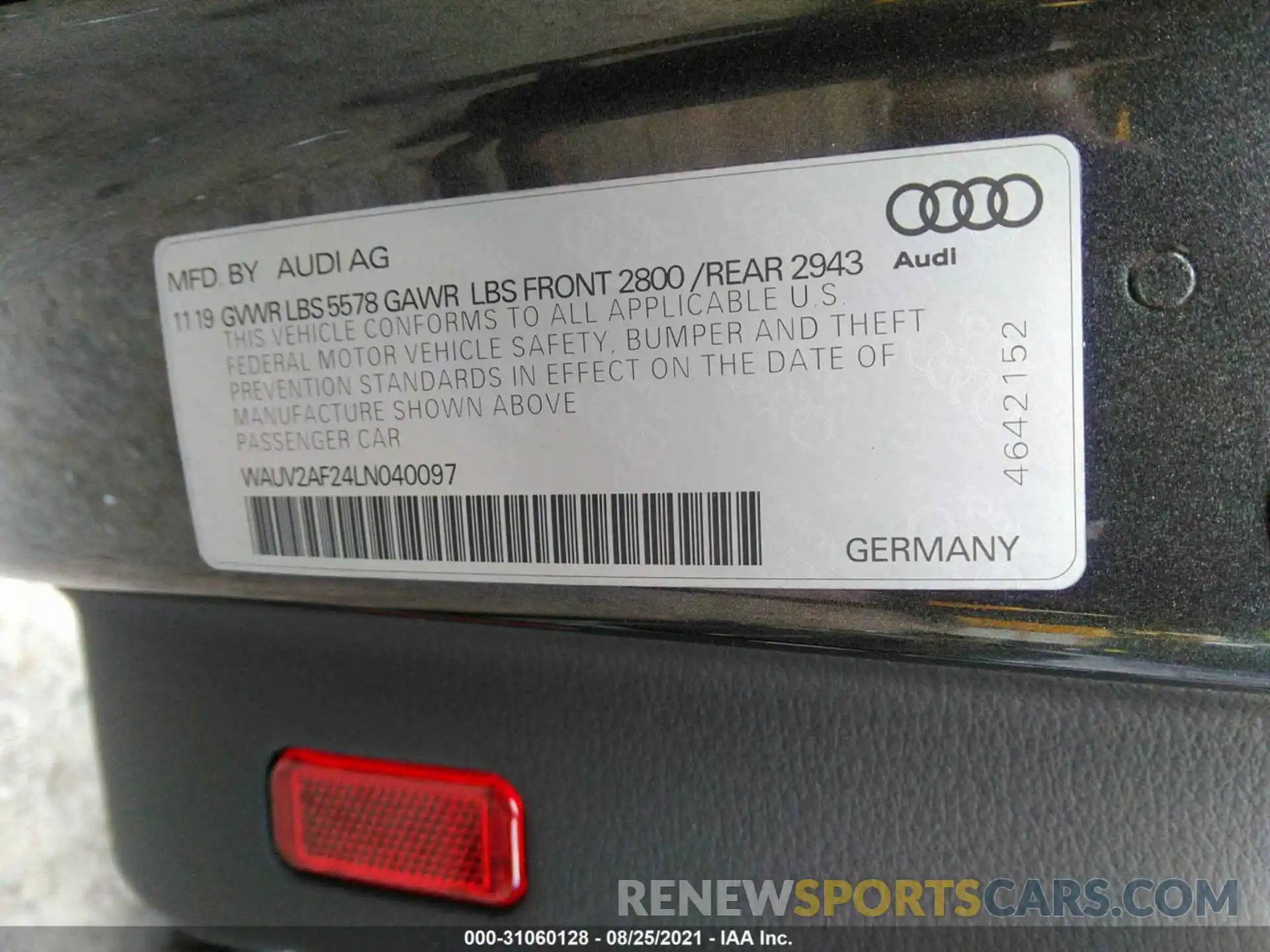 9 Фотография поврежденного автомобиля WAUV2AF24LN040097 AUDI A7 2020