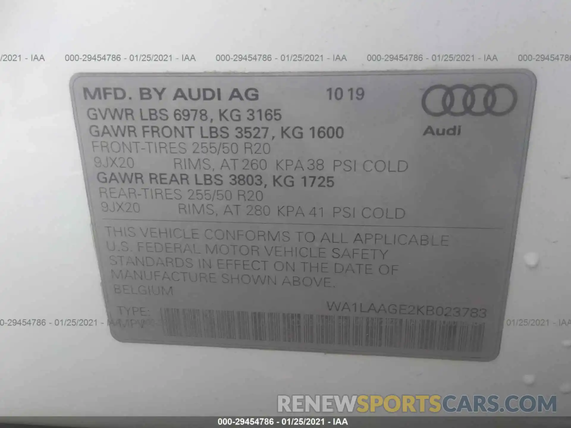 9 Photograph of a damaged car WA1LAAGE2KB023783 AUDI E-TRON 2019