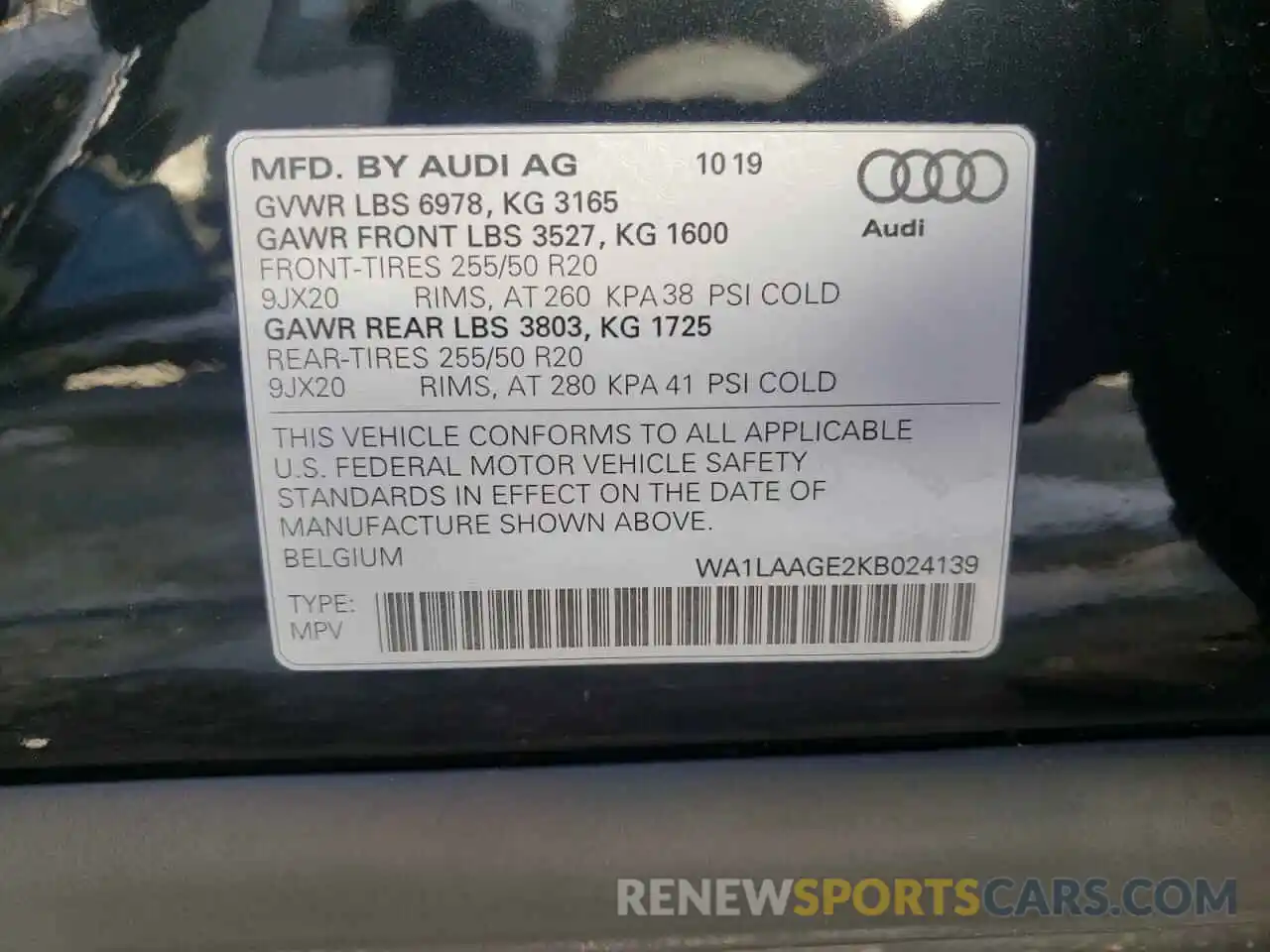 10 Photograph of a damaged car WA1LAAGE2KB024139 AUDI E-TRON 2019