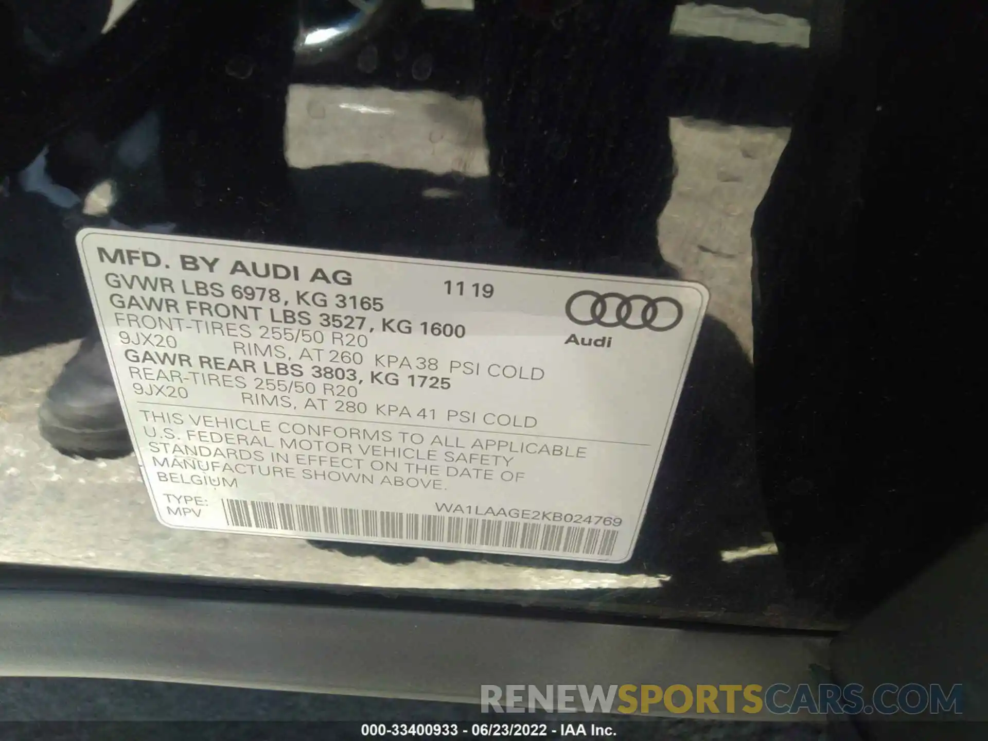 9 Photograph of a damaged car WA1LAAGE2KB024769 AUDI E-TRON 2019