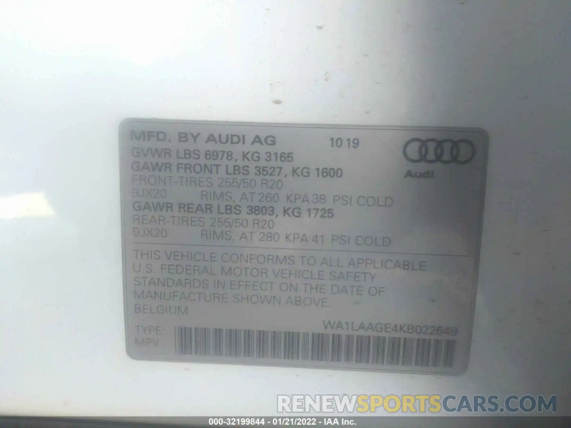 9 Photograph of a damaged car WA1LAAGE4KB022649 AUDI E-TRON 2019