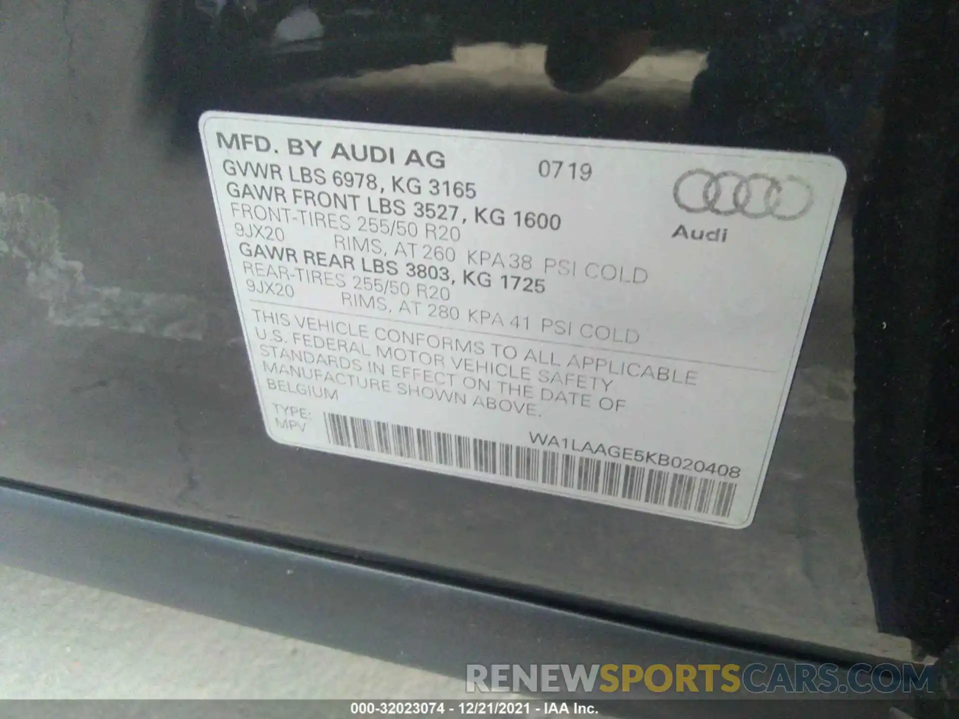 9 Photograph of a damaged car WA1LAAGE5KB020408 AUDI E-TRON 2019