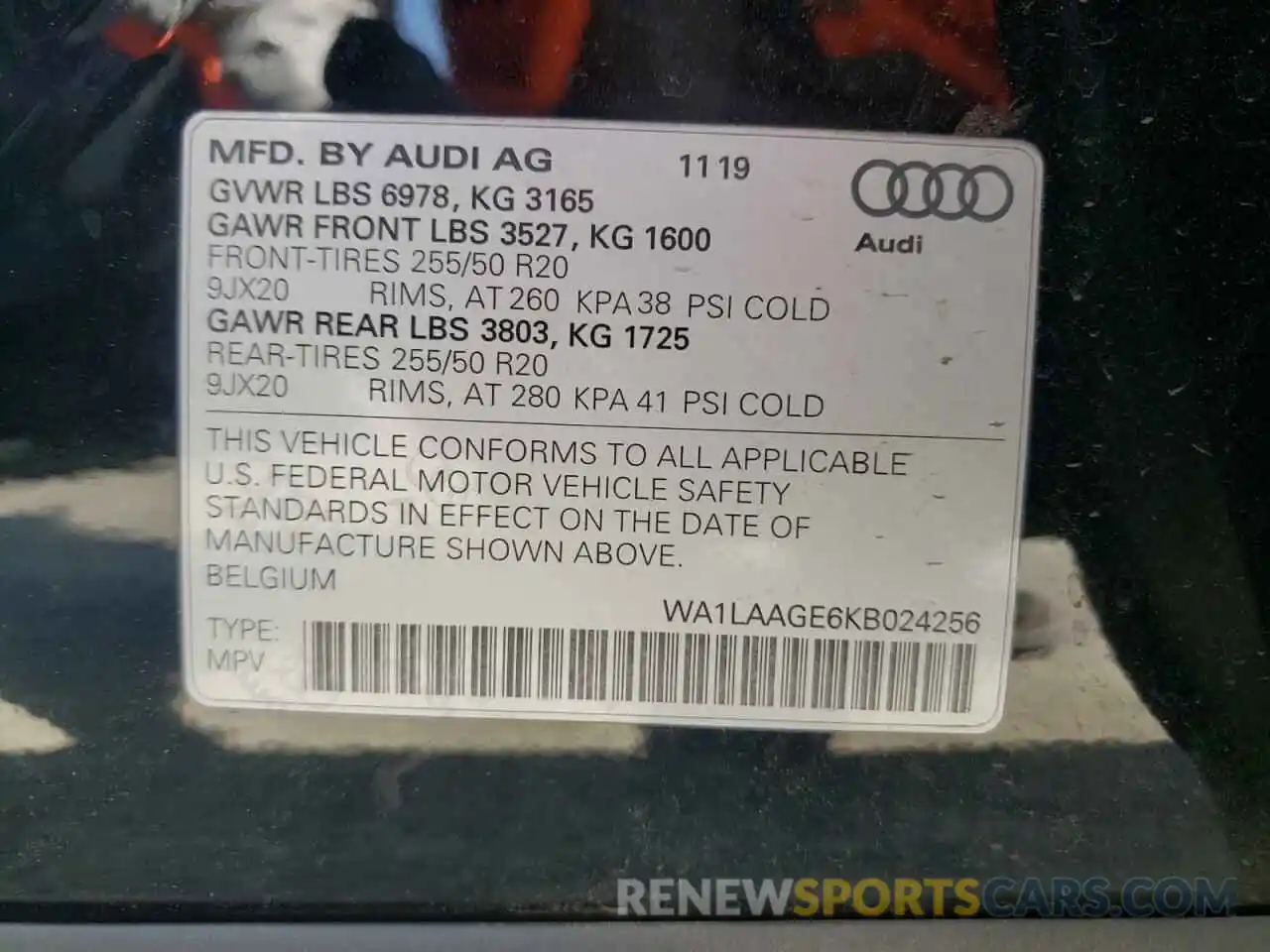 10 Photograph of a damaged car WA1LAAGE6KB024256 AUDI E-TRON 2019