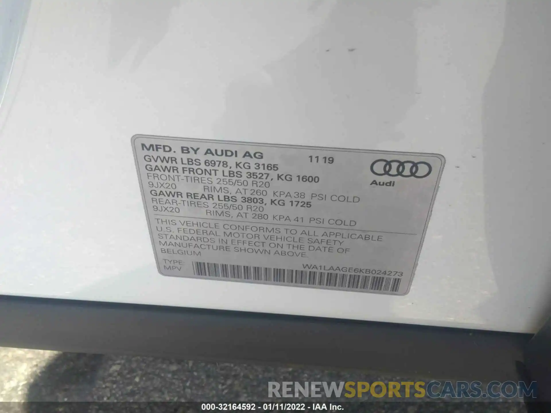 9 Photograph of a damaged car WA1LAAGE6KB024273 AUDI E-TRON 2019