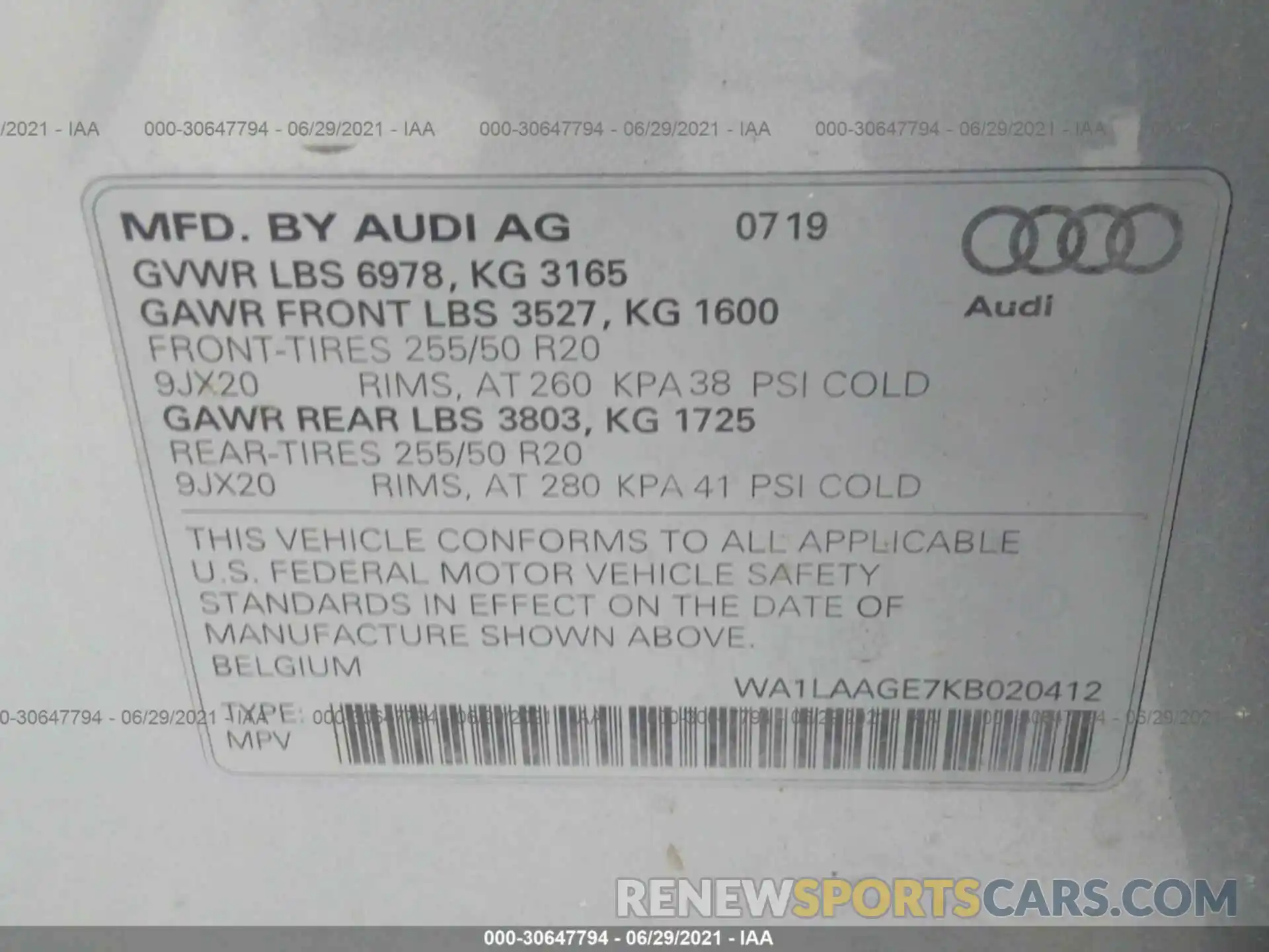 9 Photograph of a damaged car WA1LAAGE7KB020412 AUDI E-TRON 2019