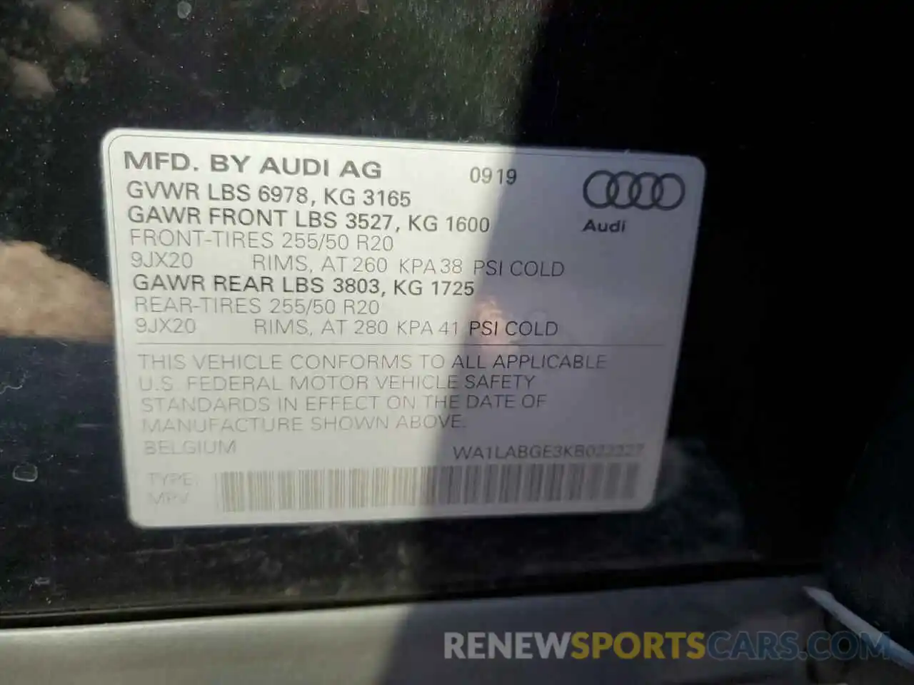 12 Photograph of a damaged car WA1LABGE3KB022227 AUDI E-TRON 2019