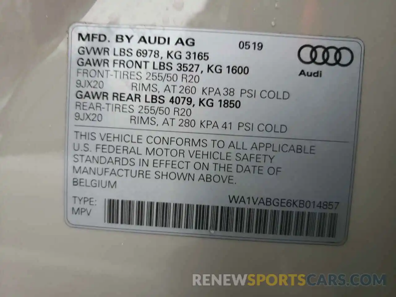 10 Фотография поврежденного автомобиля WA1VABGE6KB014857 AUDI E-TRON 2019