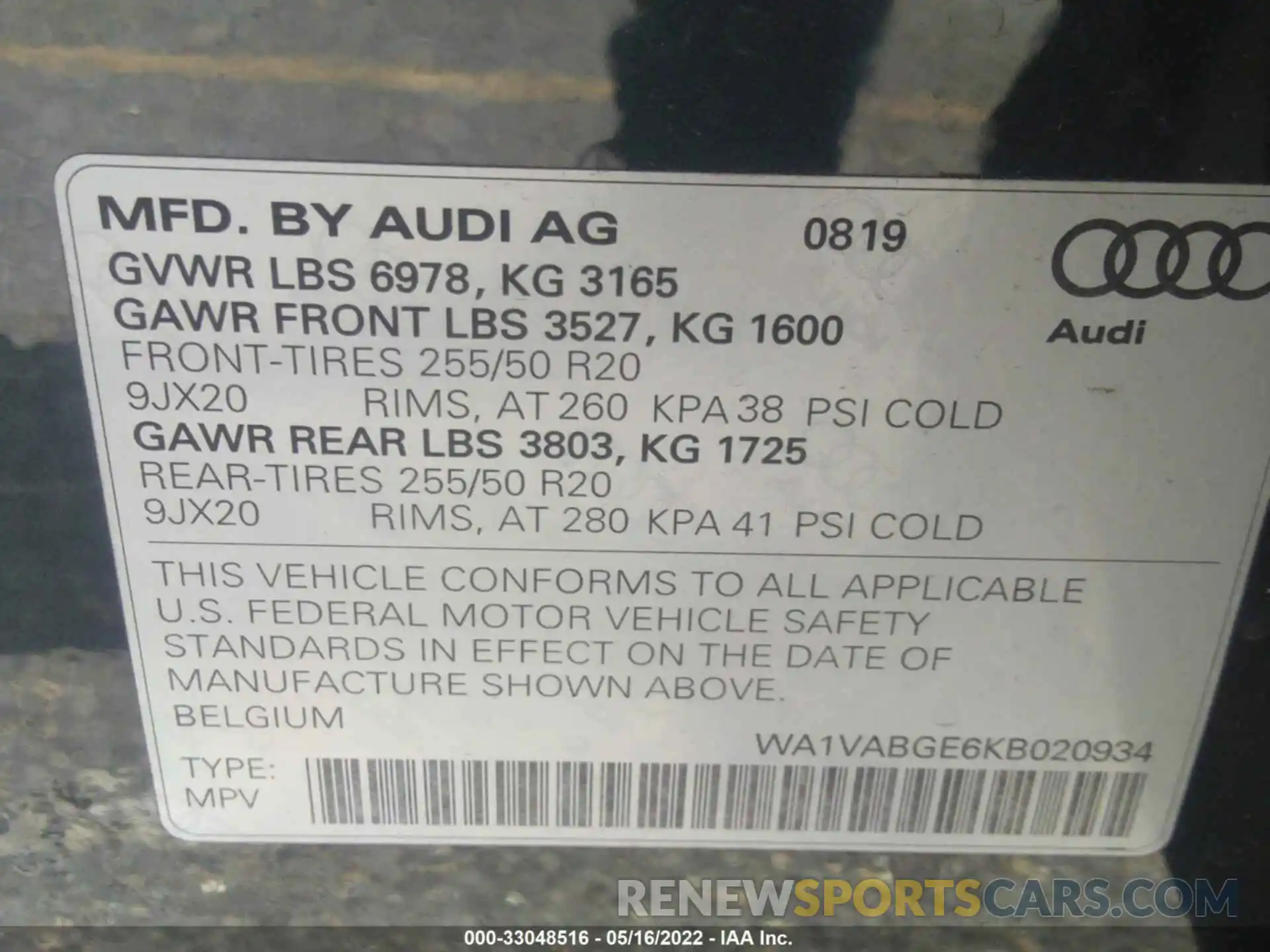 9 Photograph of a damaged car WA1VABGE6KB020934 AUDI E-TRON 2019