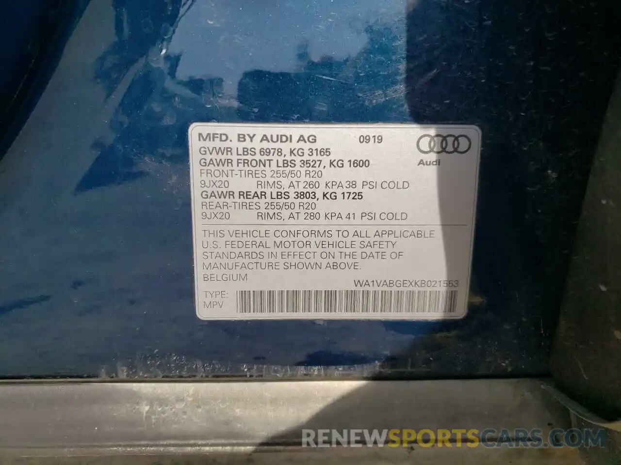 10 Photograph of a damaged car WA1VABGEXKB021553 AUDI E-TRON 2019