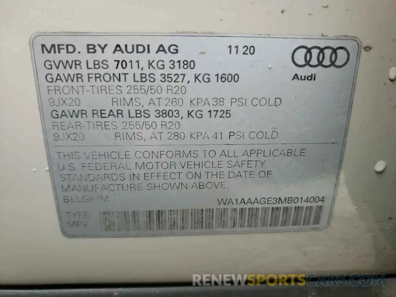 10 Фотография поврежденного автомобиля WA1AAAGE3MB014004 AUDI E-TRON 2021