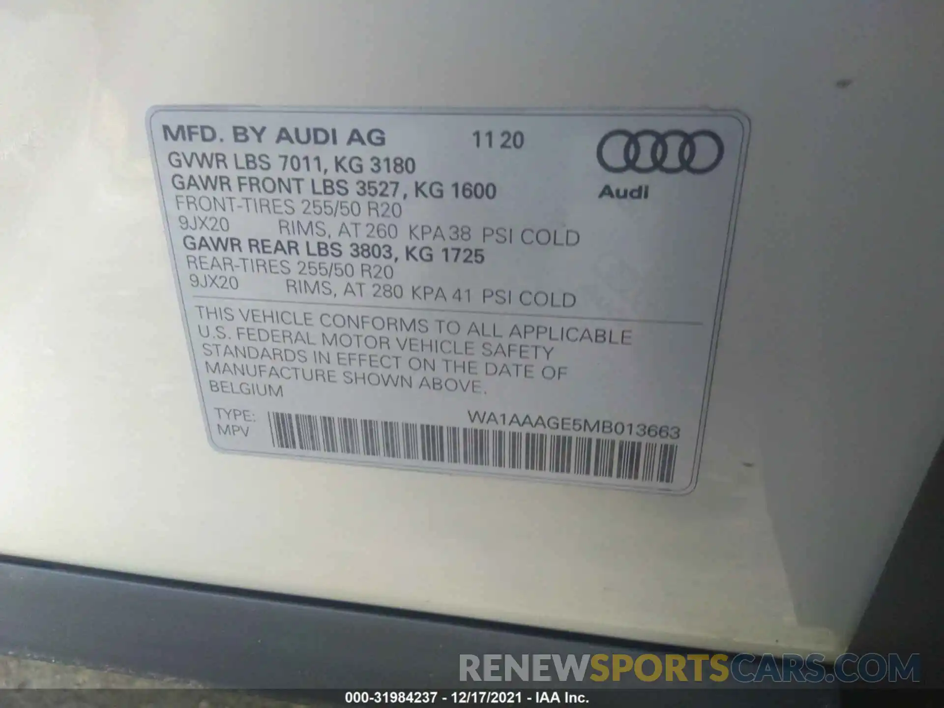 9 Фотография поврежденного автомобиля WA1AAAGE5MB013663 AUDI E-TRON 2021