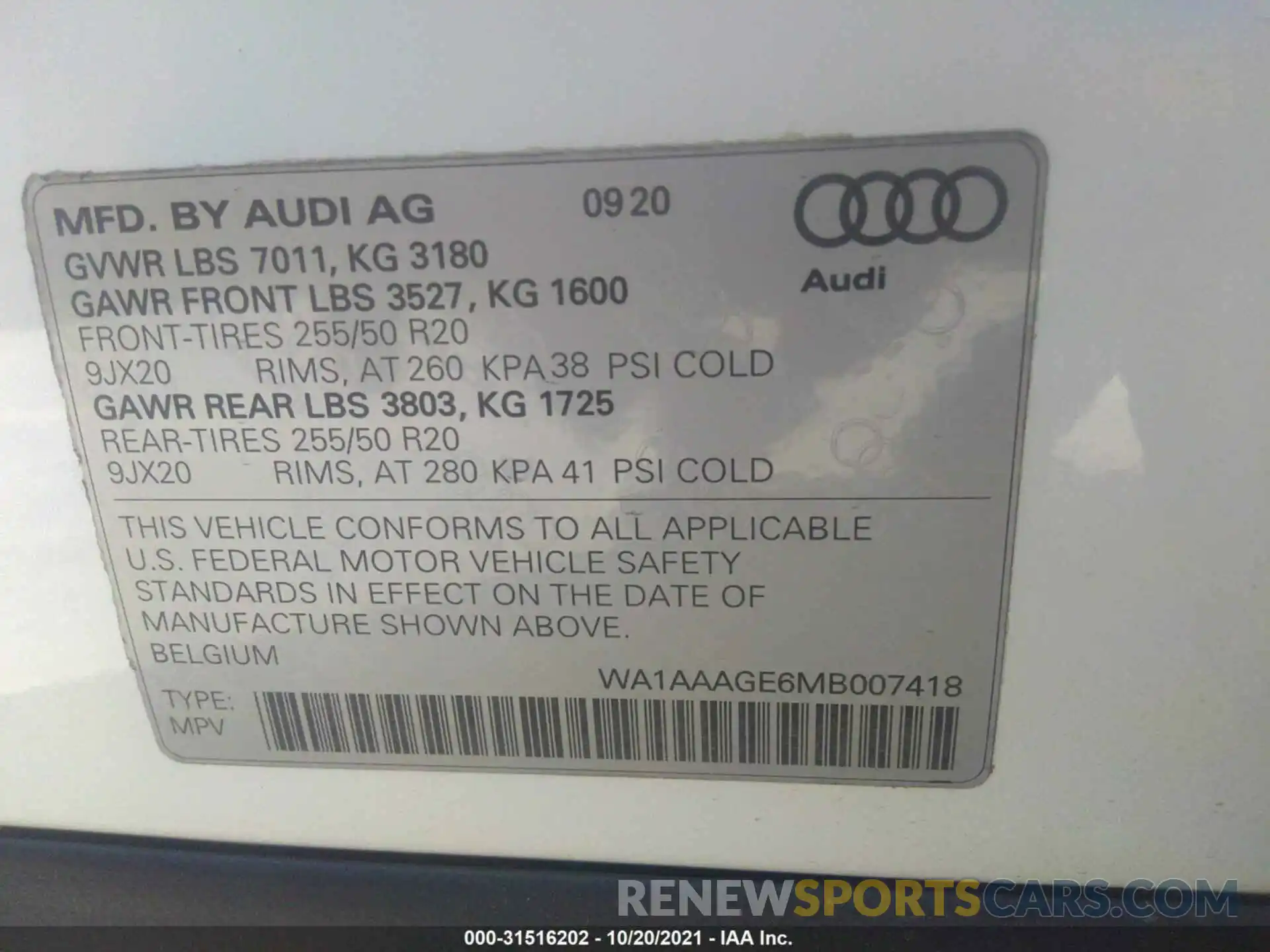 9 Фотография поврежденного автомобиля WA1AAAGE6MB007418 AUDI E-TRON 2021