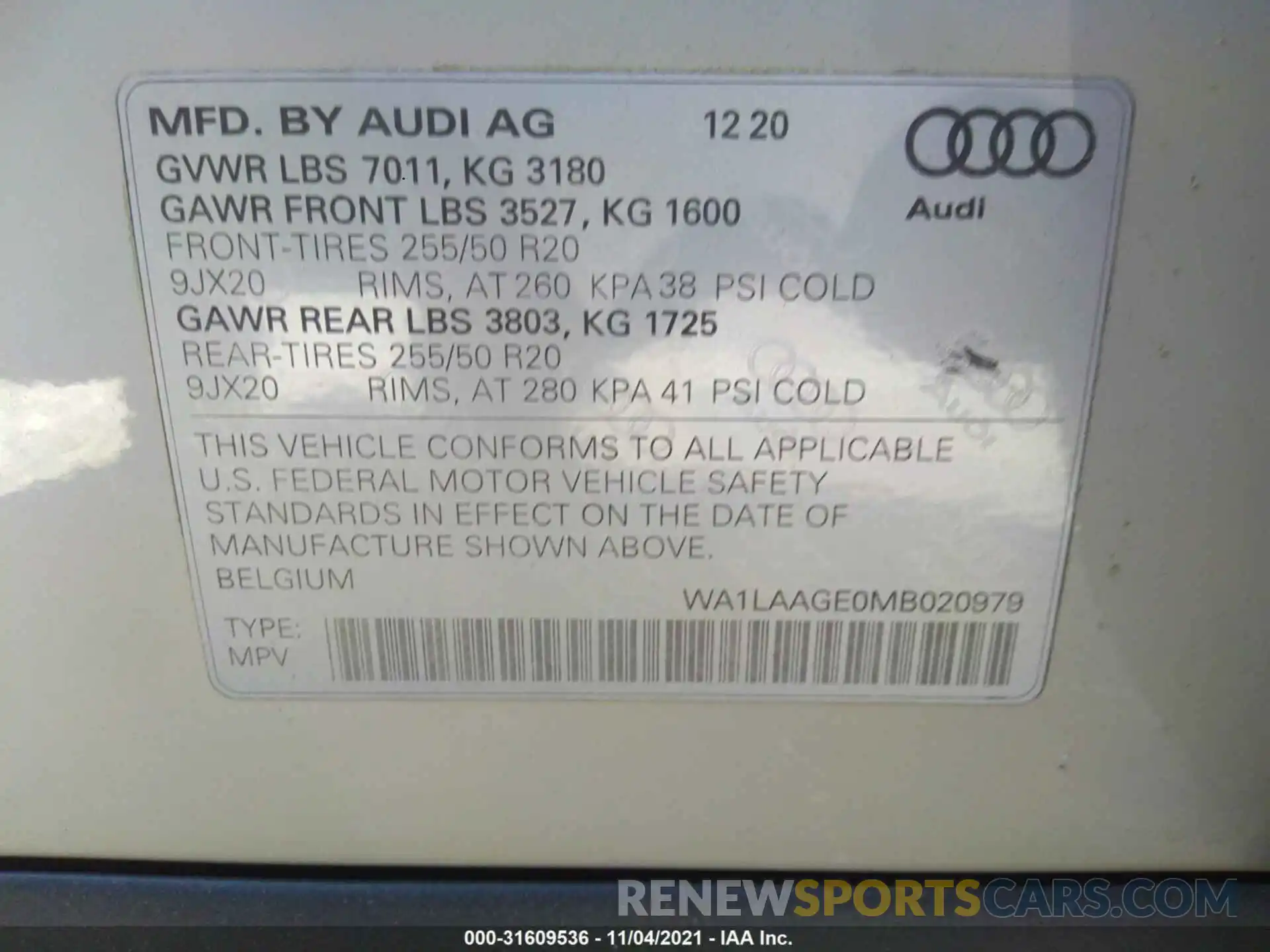 9 Photograph of a damaged car WA1LAAGE0MB020979 AUDI E-TRON 2021