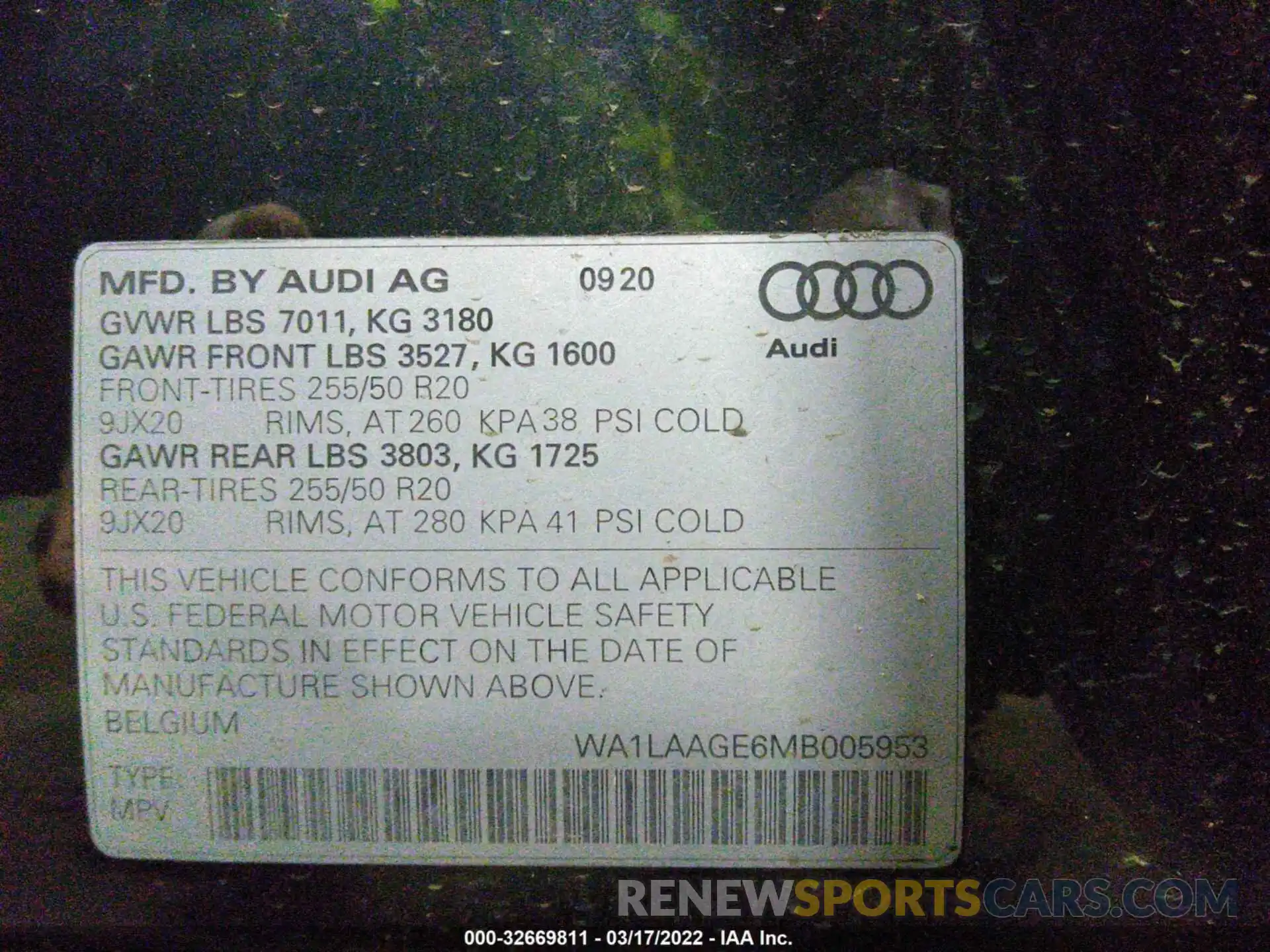 9 Photograph of a damaged car WA1LAAGE6MB005953 AUDI E-TRON 2021