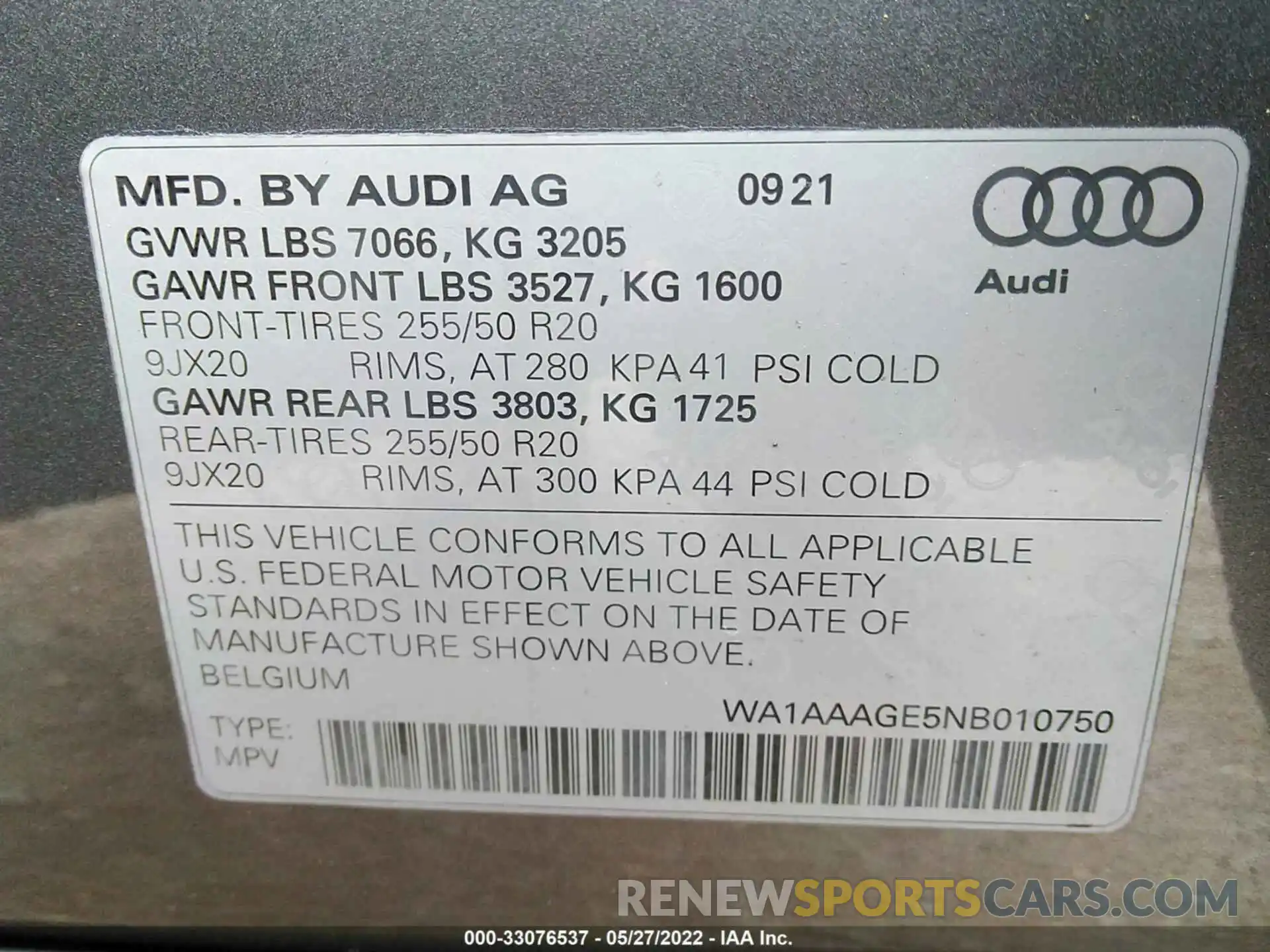 9 Фотография поврежденного автомобиля WA1AAAGE5NB010750 AUDI E-TRON 2022