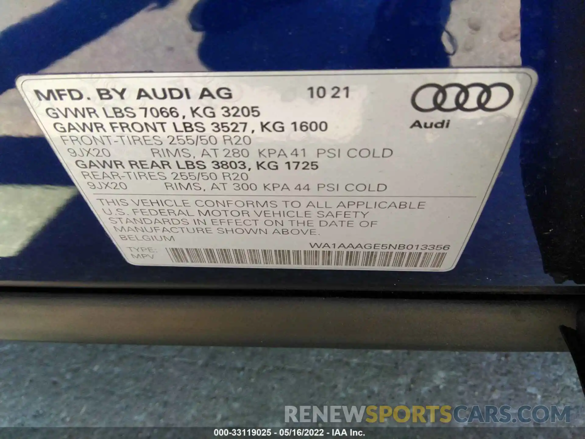 9 Фотография поврежденного автомобиля WA1AAAGE5NB013356 AUDI E-TRON 2022