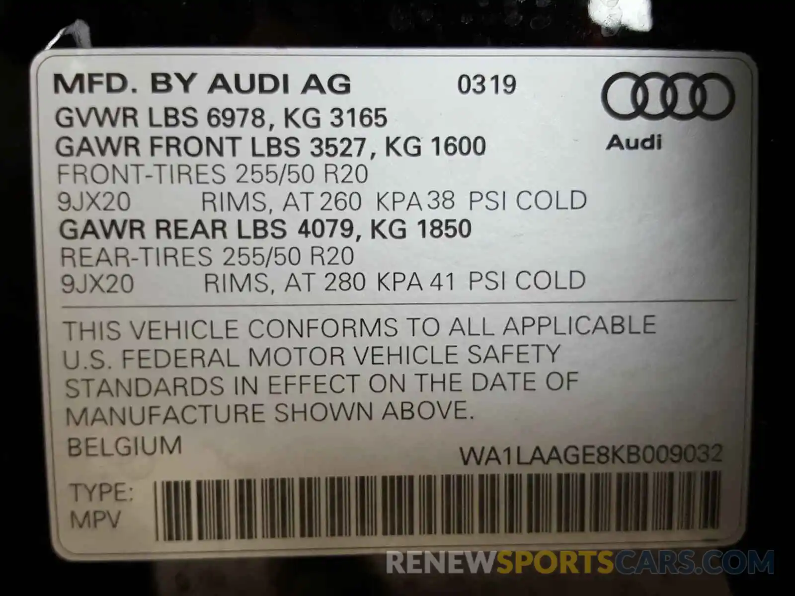 10 Photograph of a damaged car WA1LAAGE8KB009032 AUDI E-TRON PRE 2019