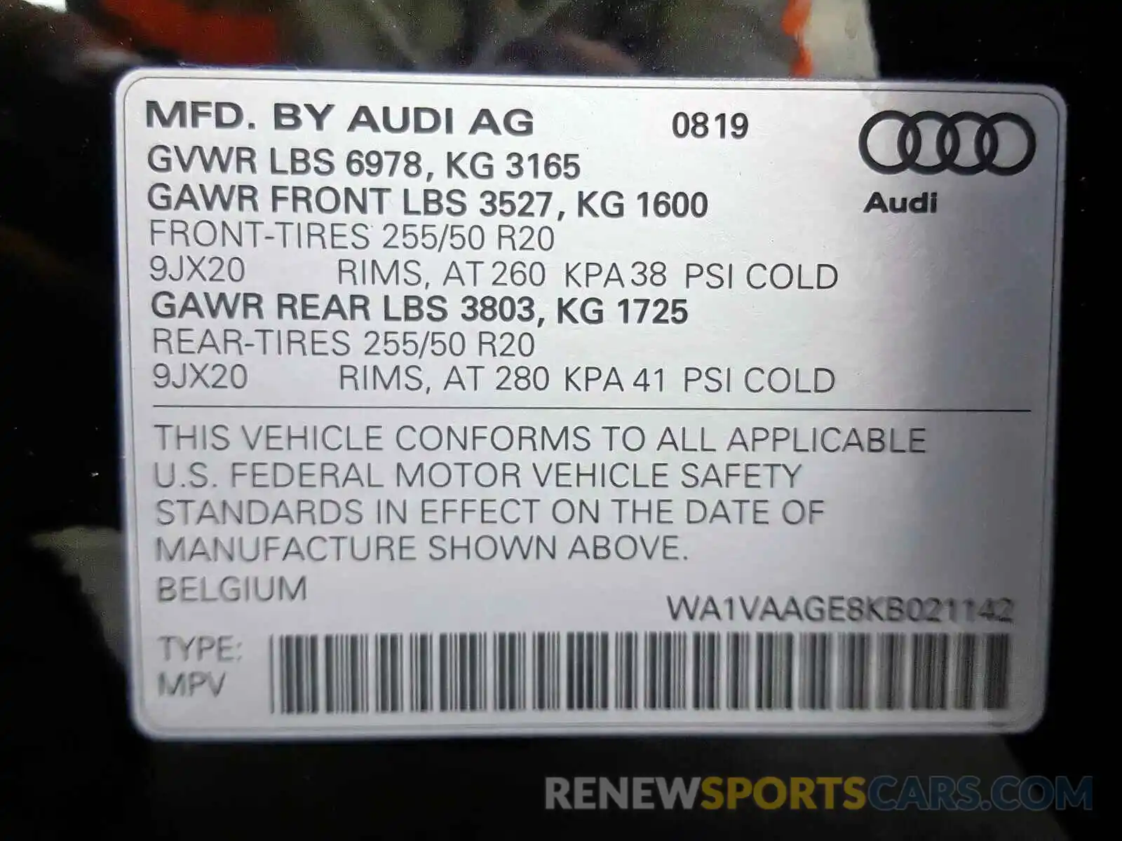 10 Photograph of a damaged car WA1VAAGE8KB021142 AUDI E-TRON PRE 2019