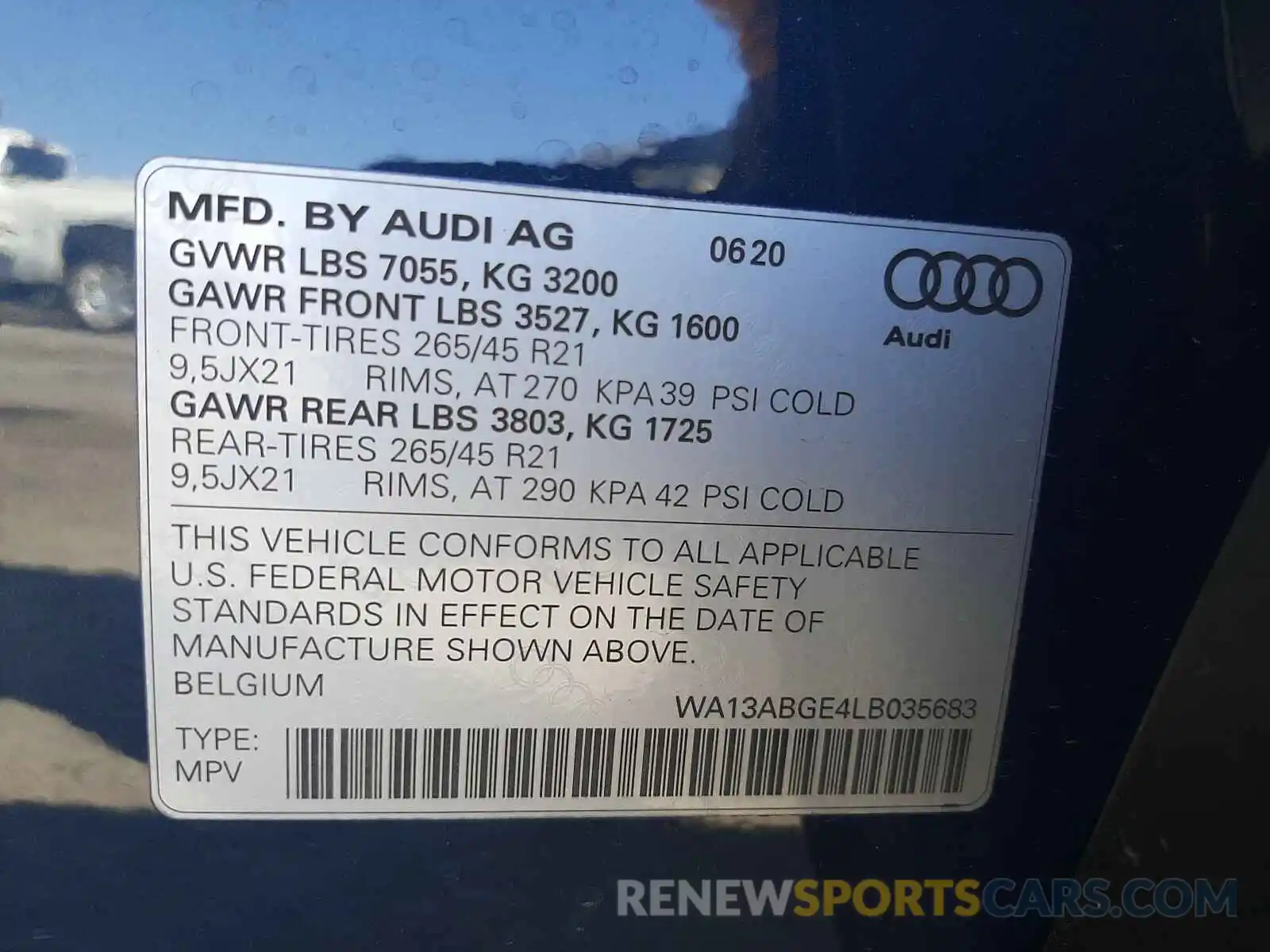 10 Photograph of a damaged car WA13ABGE4LB035683 AUDI E-TRON PRE 2020