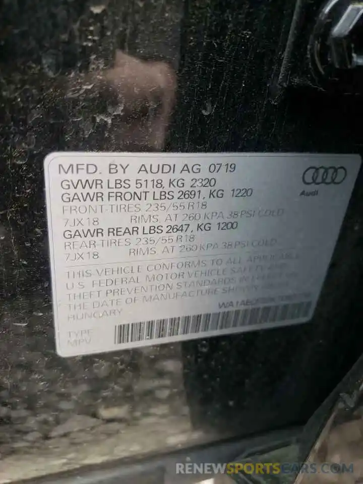 10 Фотография поврежденного автомобиля WA1AECF39K1083136 AUDI Q3 2019