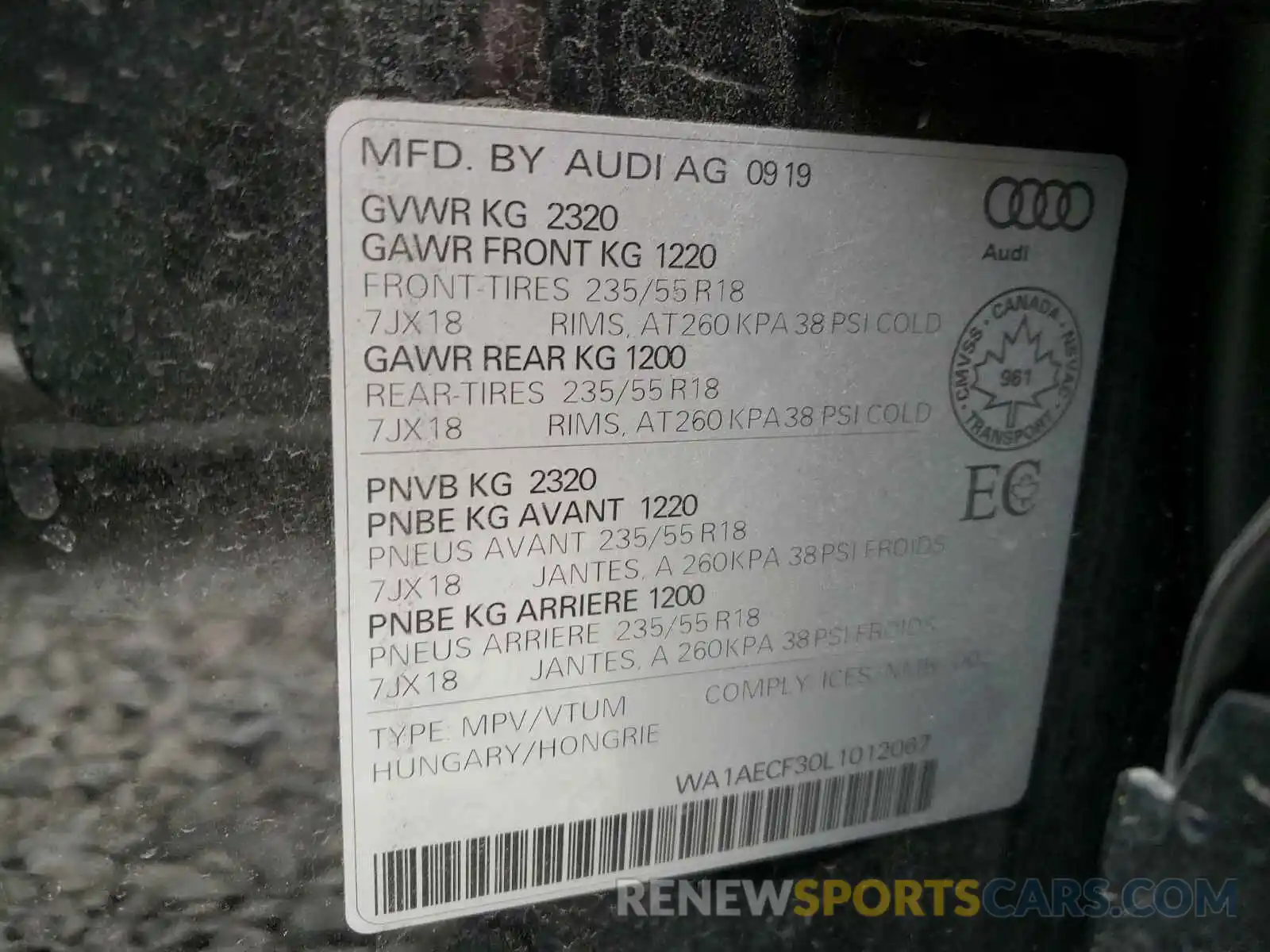 10 Фотография поврежденного автомобиля WA1AECF30L1012067 AUDI Q3 2020