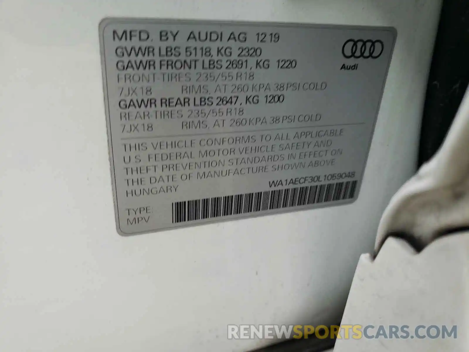 10 Фотография поврежденного автомобиля WA1AECF30L1059048 AUDI Q3 2020