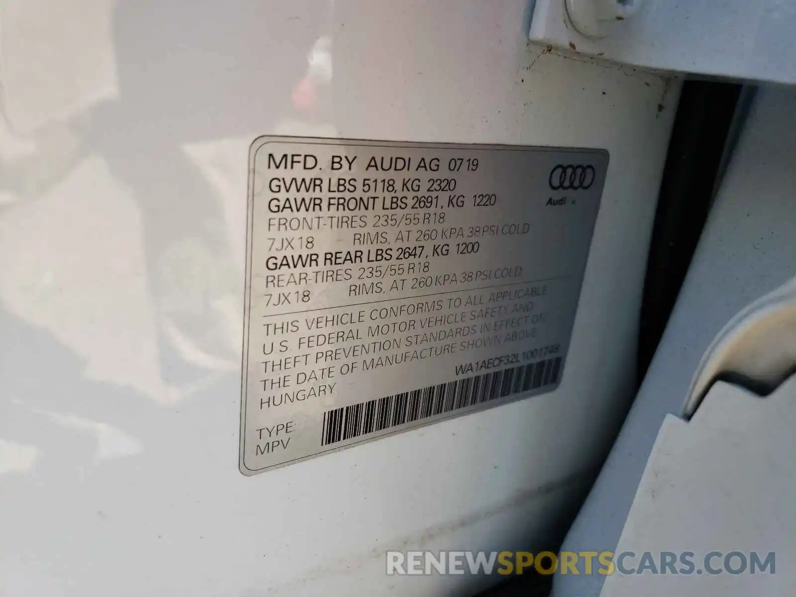 10 Фотография поврежденного автомобиля WA1AECF32L1001748 AUDI Q3 2020