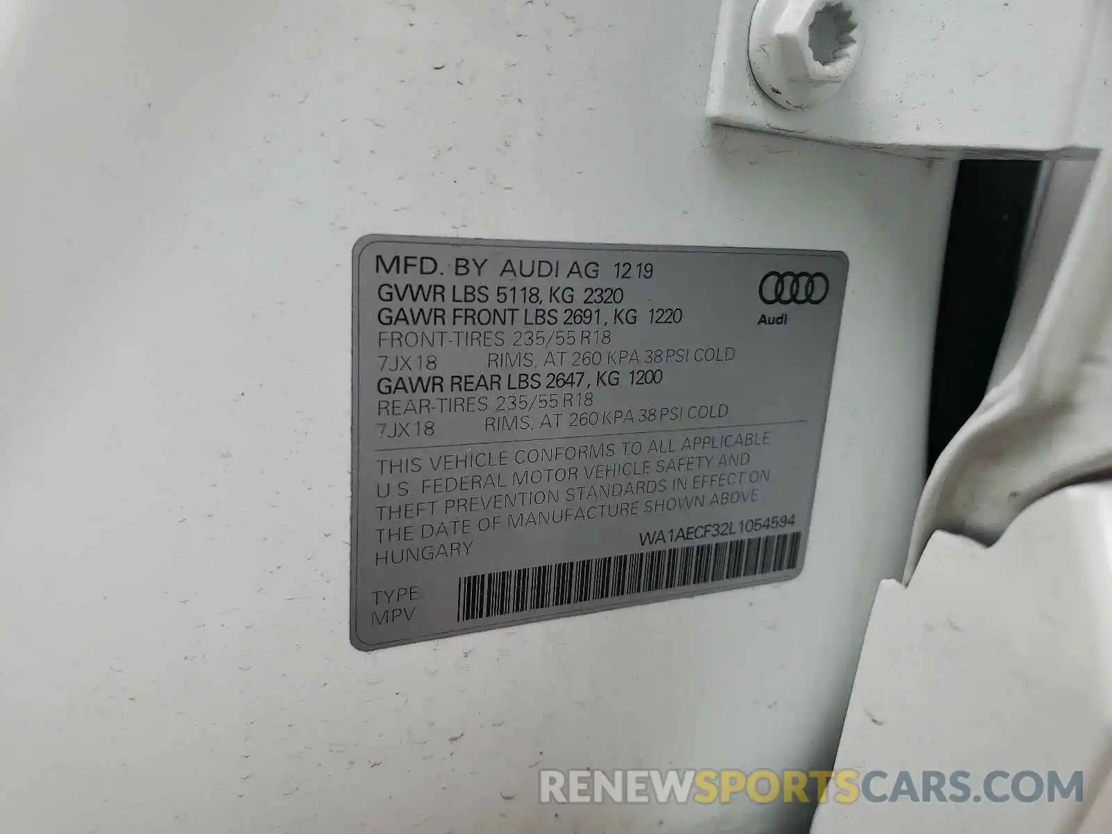 10 Фотография поврежденного автомобиля WA1AECF32L1054594 AUDI Q3 2020