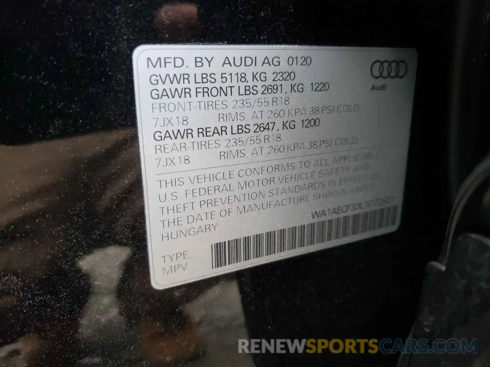 10 Фотография поврежденного автомобиля WA1AECF33L1072621 AUDI Q3 2020