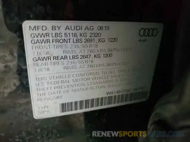 10 Photograph of a damaged car WA1AECF34L1007597 AUDI Q3 2020